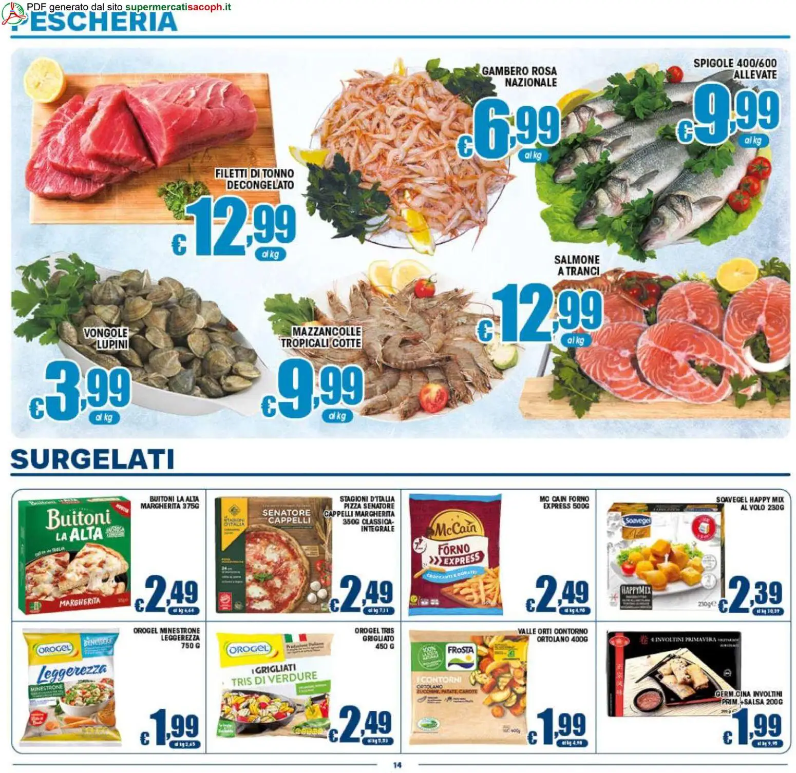 Volantino Sacoph del 29.04.2026 | Pagina: 14 | Prodotti: Salmone, Vongole, Mazzancolle, Tonno