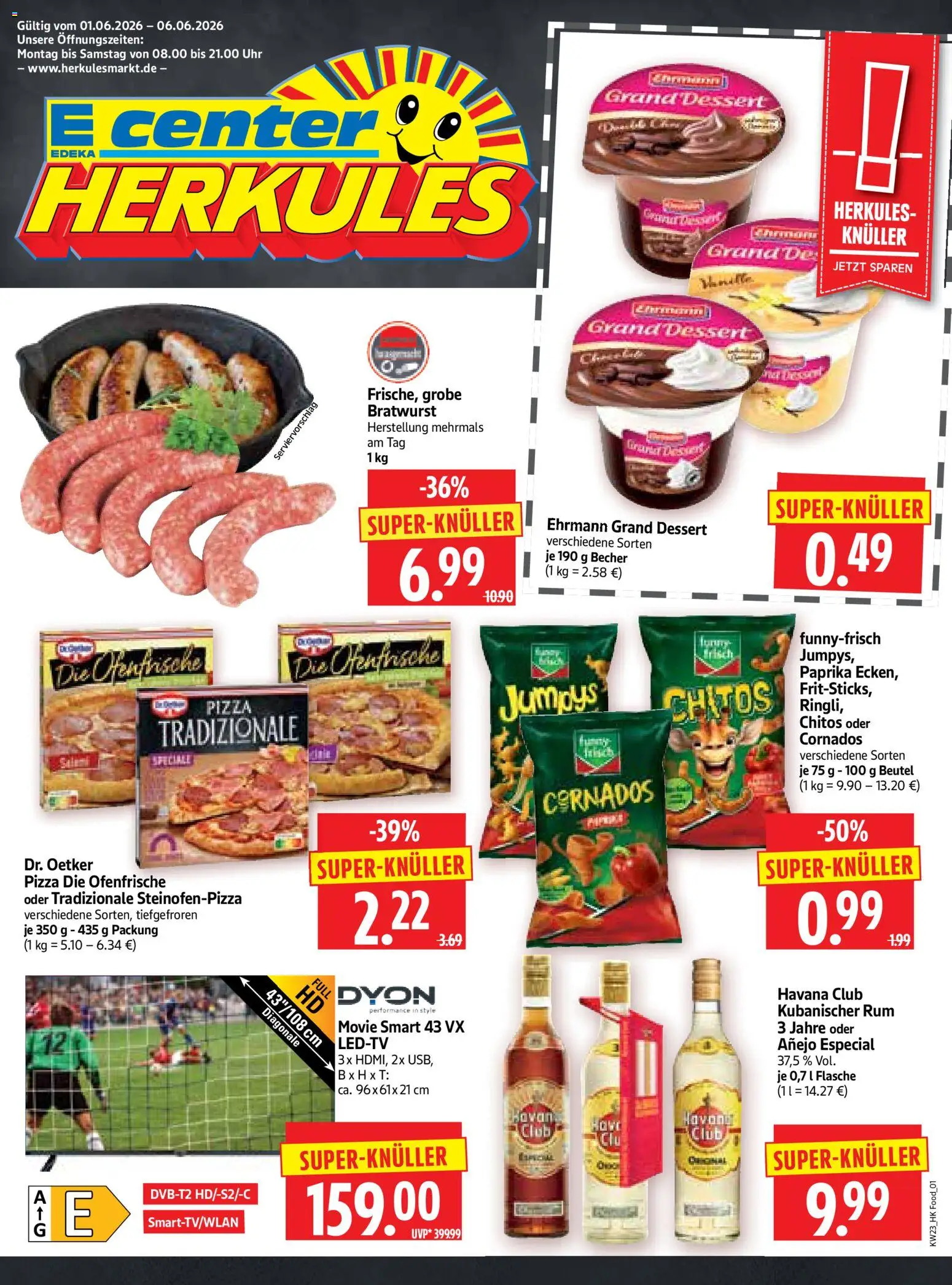 HERKULES Prospekt – gültig ab 01.06.2026 | Seite: 1 | Produkte: Bratwurst, Ofenfrische, Paprika, Uhr
