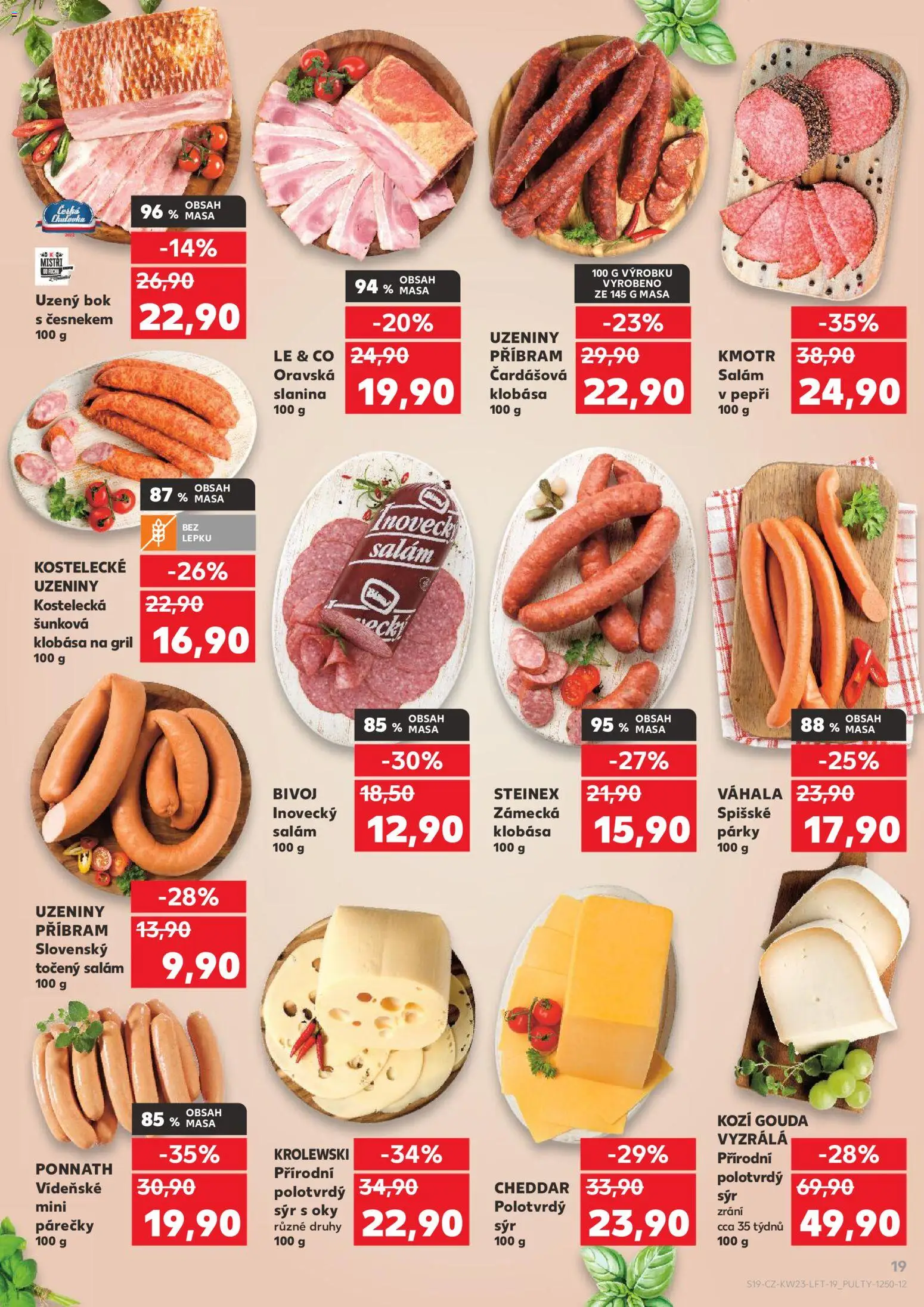 Kaufland leták - Praha 4 od 03.06.2026 | Strana: 19 | Produkty: Salám, Párky, Klobása, Slanina