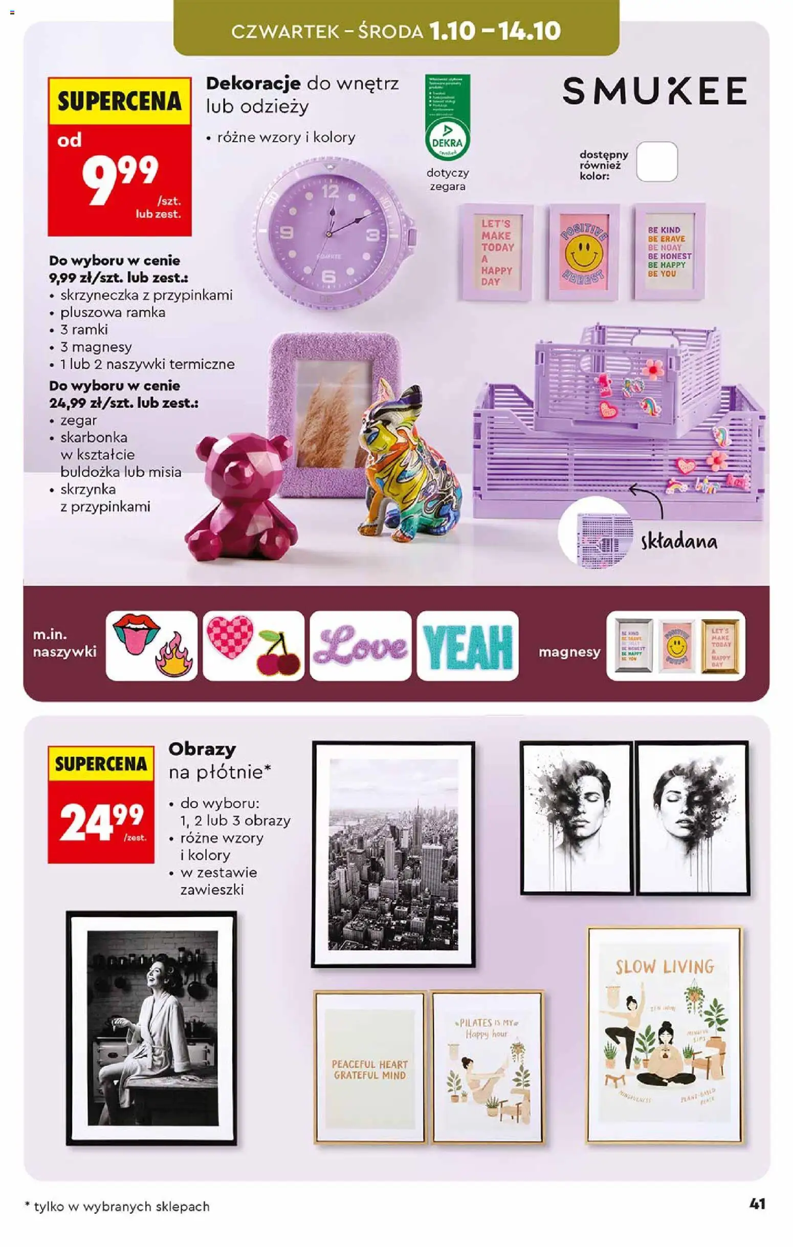 Biedronka gazetka - Hity i inspiracje od 26.09.2026 | Strona: 41 | Produkty: Zegar, Dekoracje, Ramka