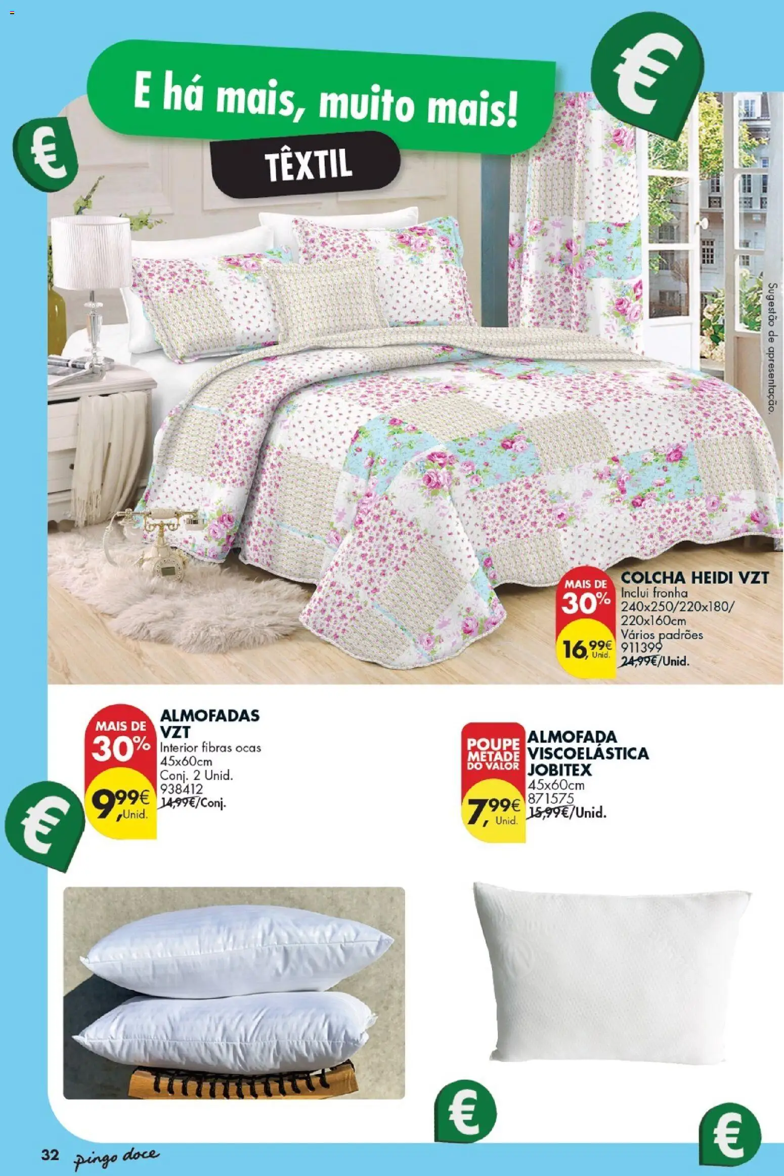 Pingo Doce Bazar Grandes Oportunidades │ válido de 21/07/2026 | Página: 32 | Produtos: Fronha, Almofada, Colcha