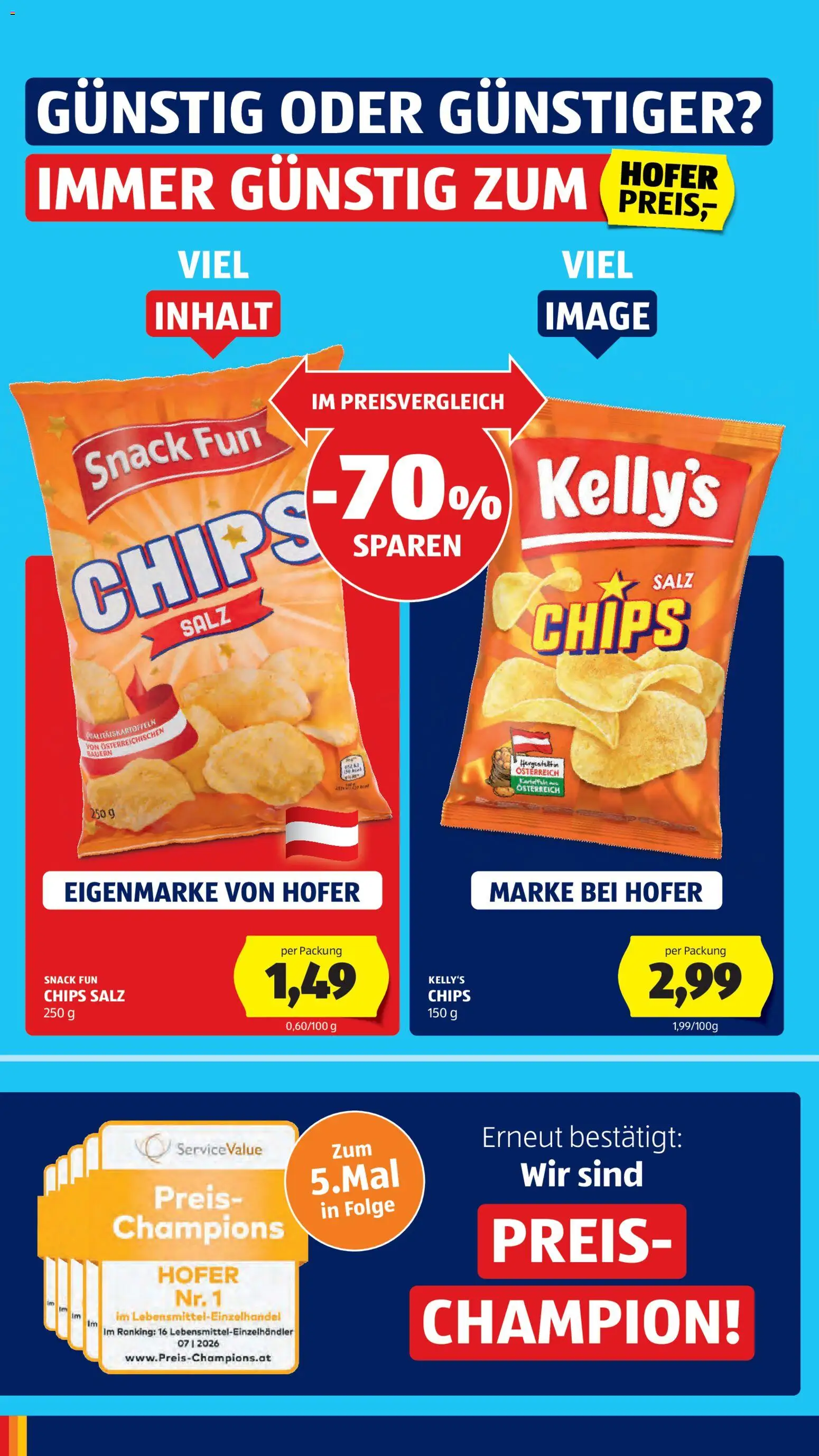 Hofer AT akciós ujság - amely érvényes a következő dátumtól: 2026.10.23. | Oldal: 6 | Termékek: Chips