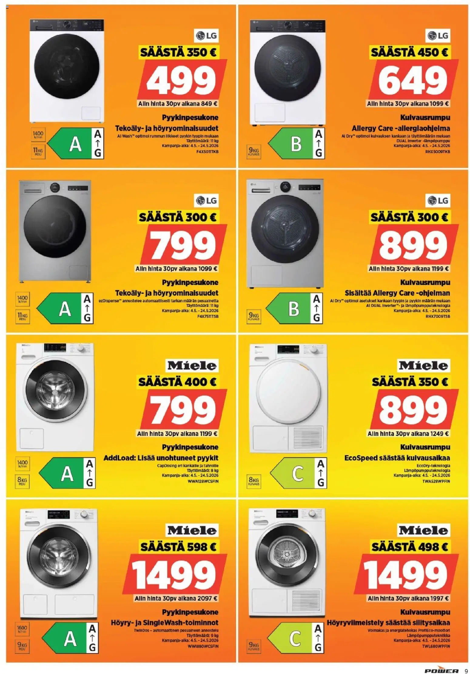 Power tarjoukset – voimassa 04.05.2026 alkaen | Sivu: 10 | Tuotteet: Kuivausrumpu