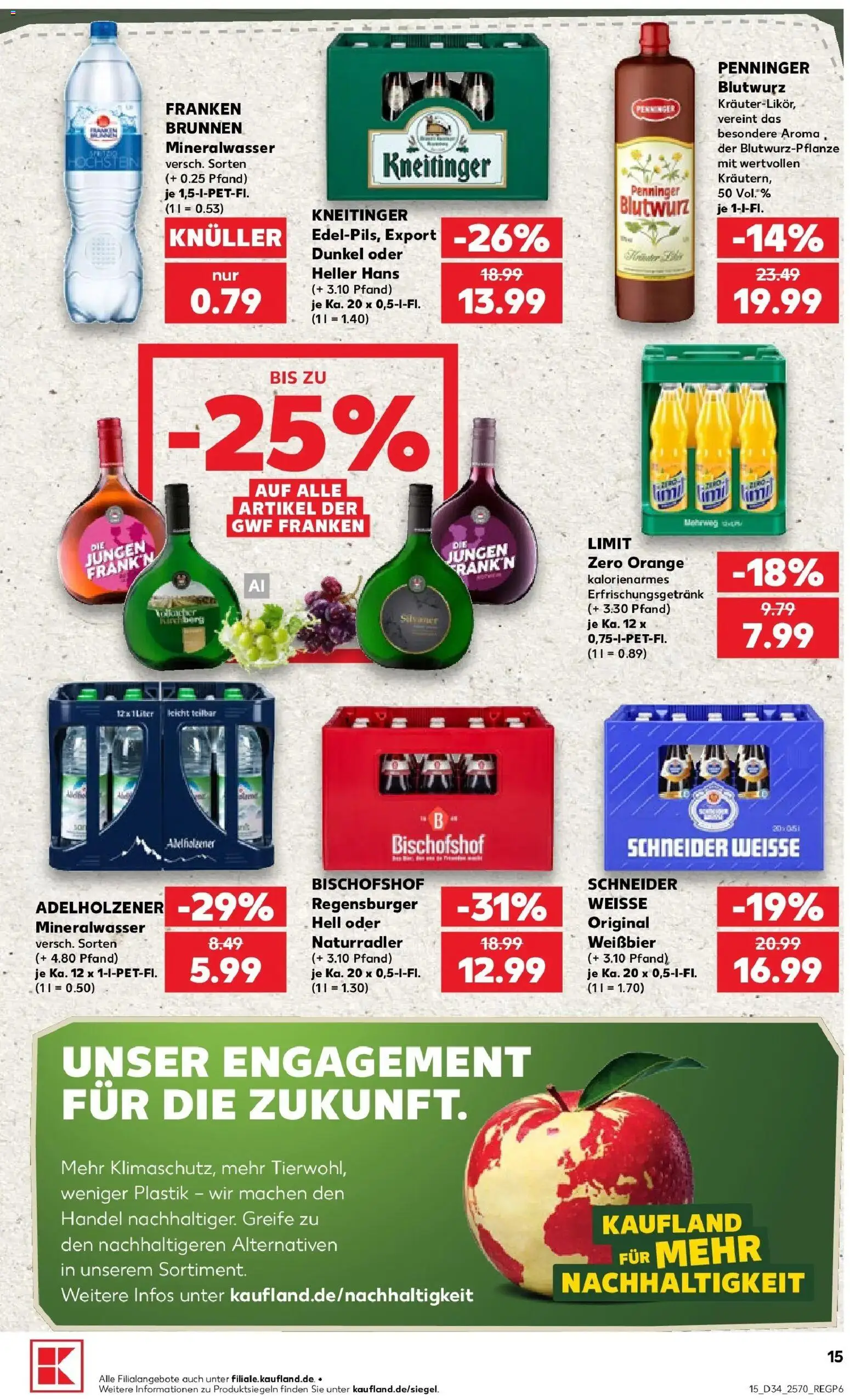 Prospekt Kaufland ab 20.08.2026 » Angebote Online zum Blättern | Seite: 15 | Produkte: Weißbier, Adelholzener, Mineralwasser