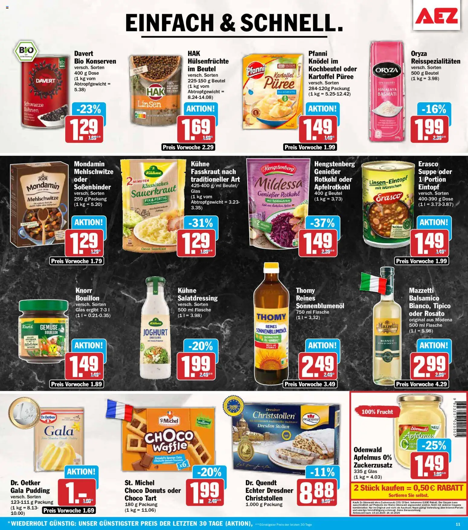 AEZ Prospekt – gültig ab 19.10.2026 | Seite: 11 | Produkte: Dressing, Knorr, Pudding, Erasco