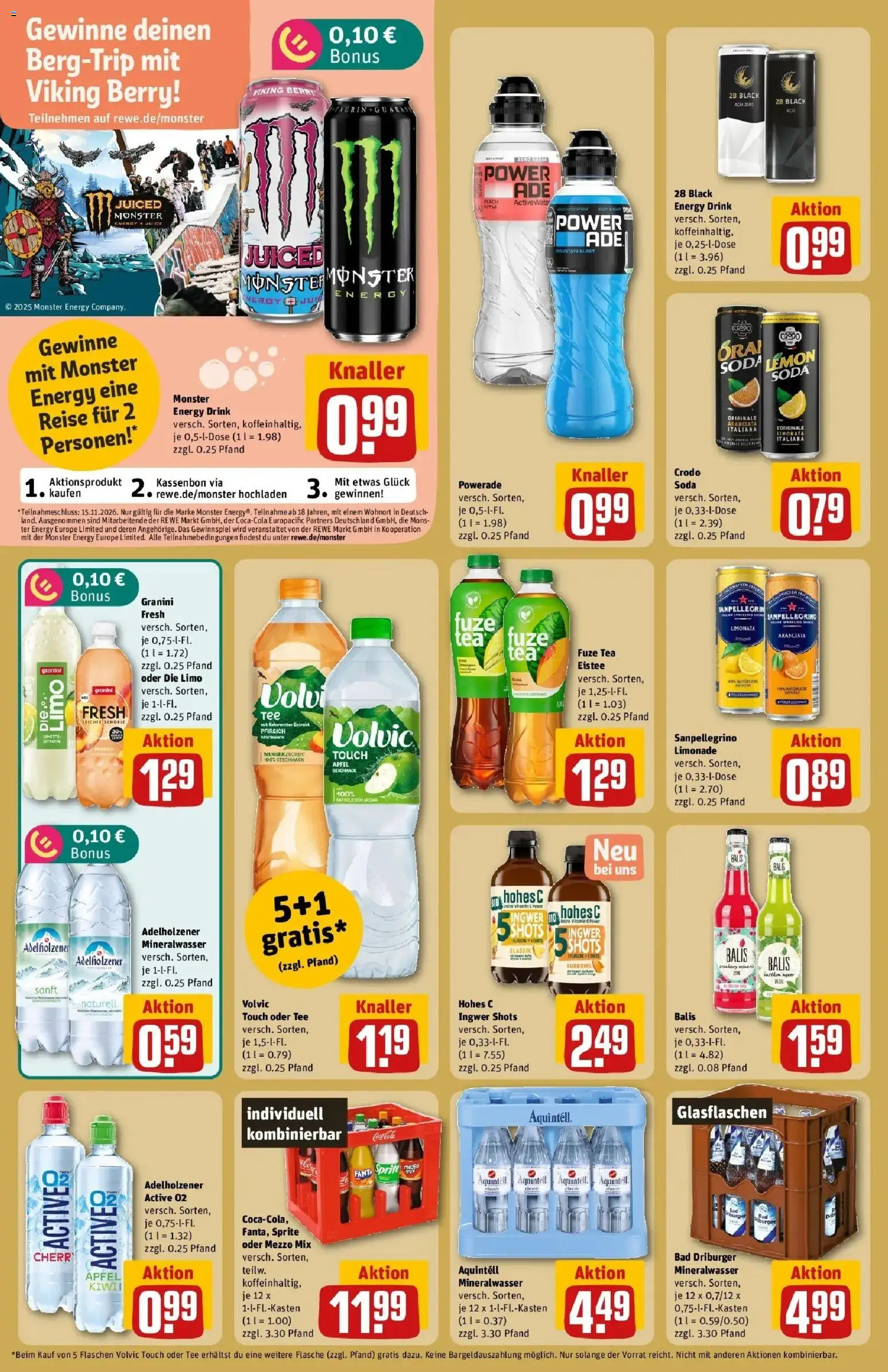 REWE Prospekt ab 26.10.2026 zum Blättern » Angebote | Seite: 16 | Produkte: Adelholzener, Äpfel, Powerade, Volvic
