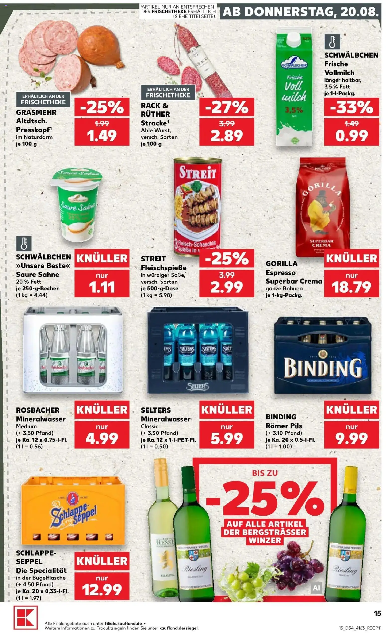 Prospekt Kaufland ab 17.08.2026 » Angebote Online zum Blättern | Seite: 26 | Produkte: Milch, Pils, Mineralwasser, Sahne
