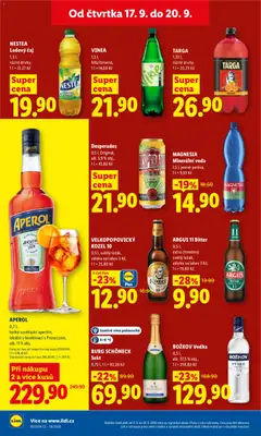 Náhled letáku NESTEA, Ledový čaj, 1,5 l,, různé druhy,, 1 l = 13,27 Kč od 17.09.2026 | Strana: 20 | Produkty: Desperados, Velkopopovický Kozel, Minerální voda, Velkopopovický Kozel 10