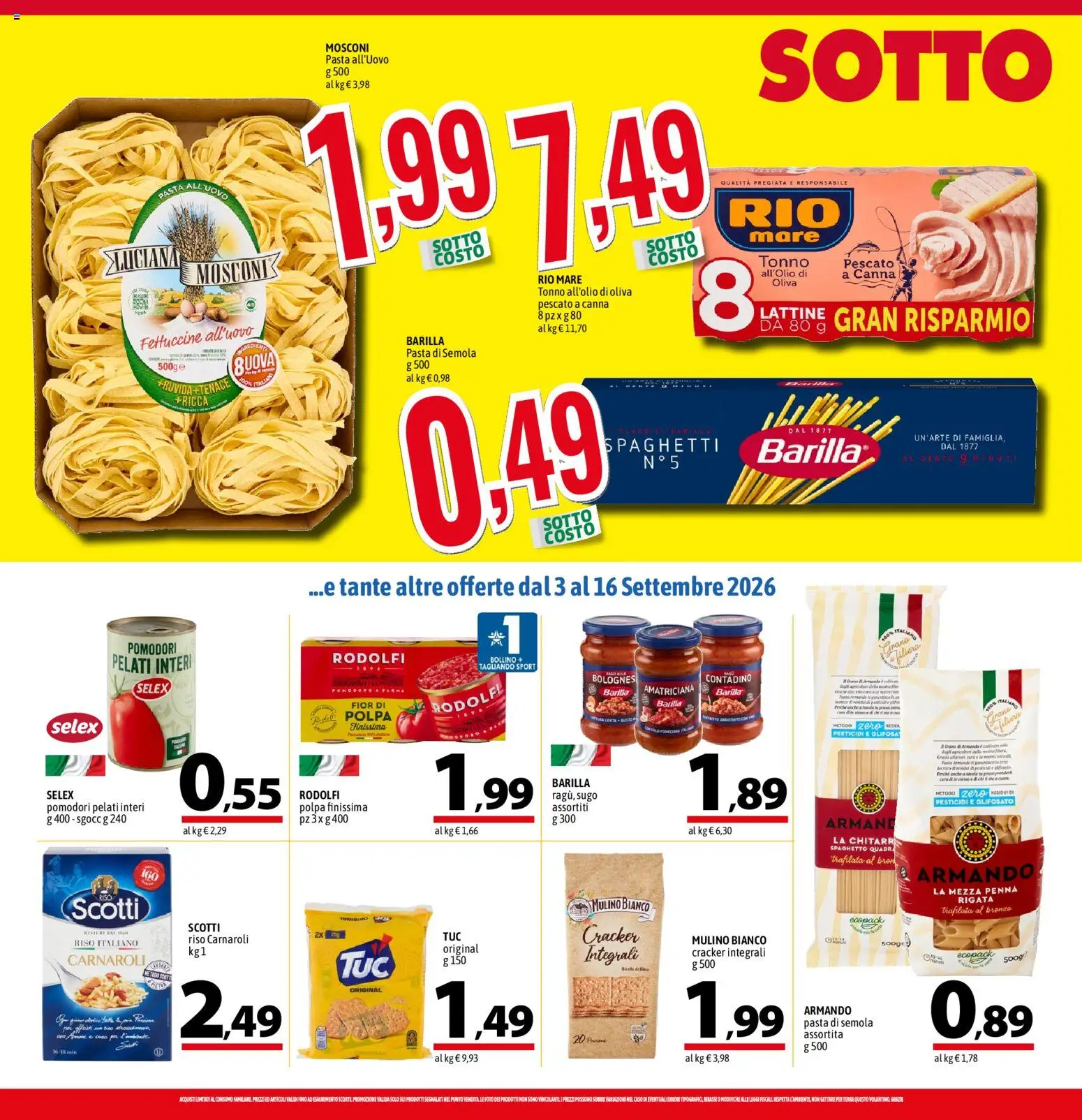 Volantino A&O del 03/09/2026 | Pagina: 6 | Prodotti: Barilla, Cracker, Fettuccine, Terra