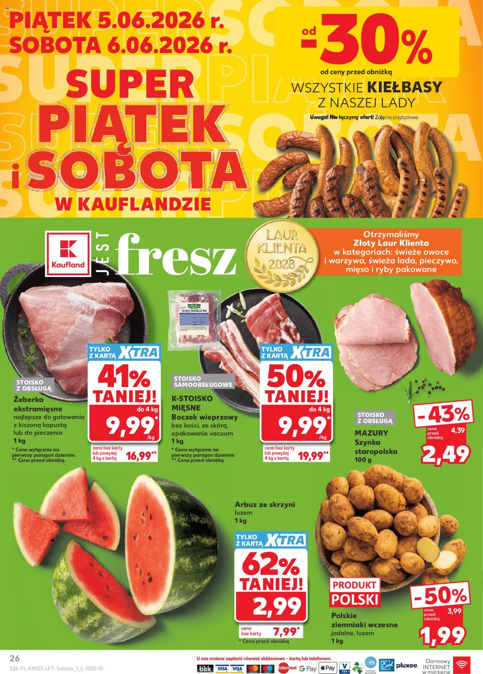 Kaufland gazetka od 03.06.2026 | Strona: 26 | Produkty: Mięso, Boczek wieprzowy, Boczek, Ryby