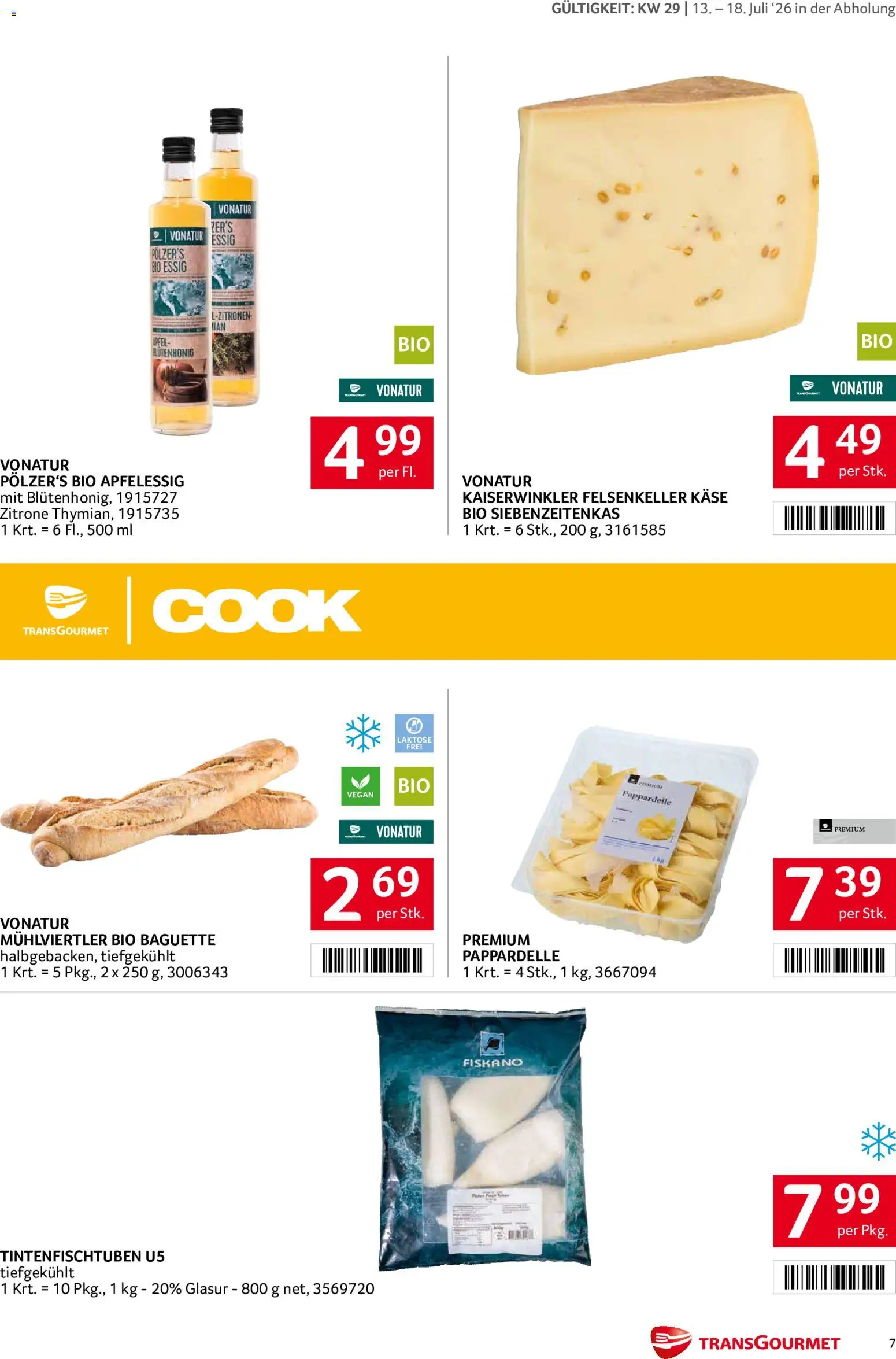 Transgourmet Flugblatt gültig ab 13.07.2026 | Seite: 7 | Produkte: Zitrone, Jääkaappipakastin, Käse, Äpfel