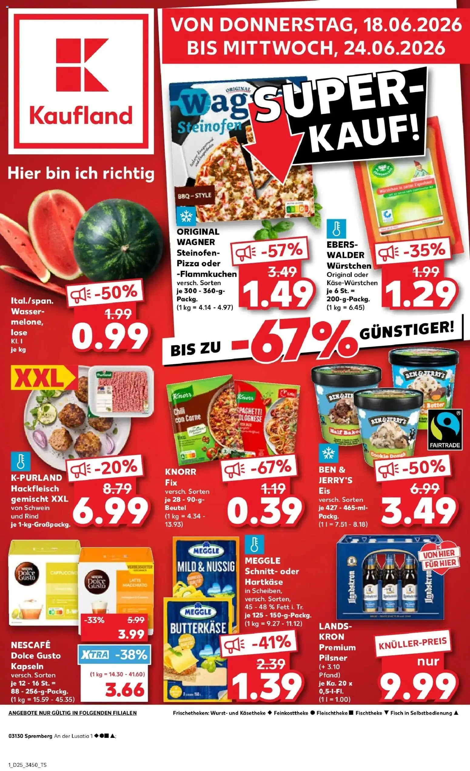 Kaufland Prospekt Spremberg – gültig ab 15.06.2026 | Seite: 12 | Produkte: Butter, Wurst, Dolce Gusto kapseln, Hackfleisch