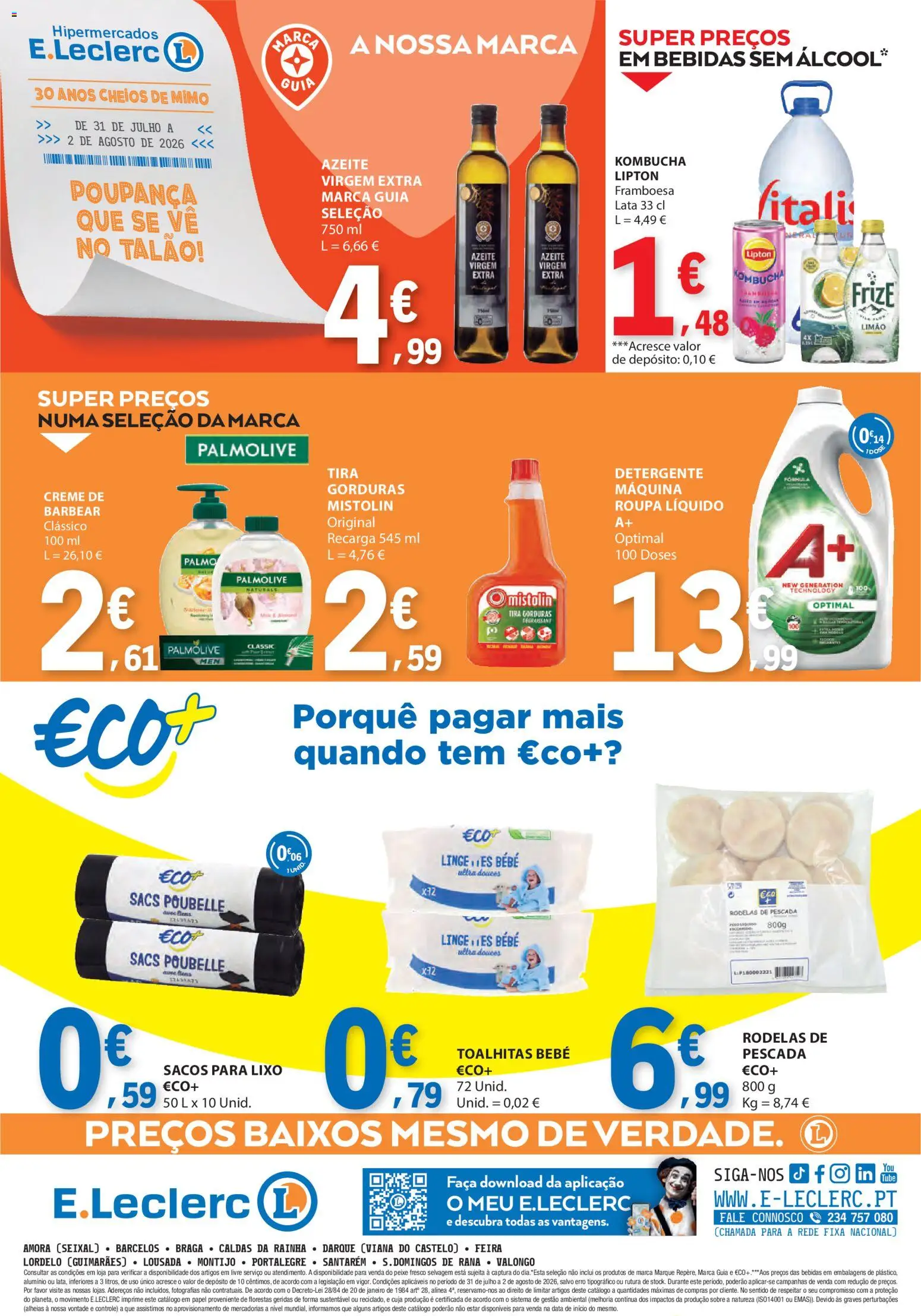 E.Leclerc Catálogo Fim de Semana │ válido de 31/07/2026 | Página: 4 | Produtos: Azeite, Faca, Pescada, Creme