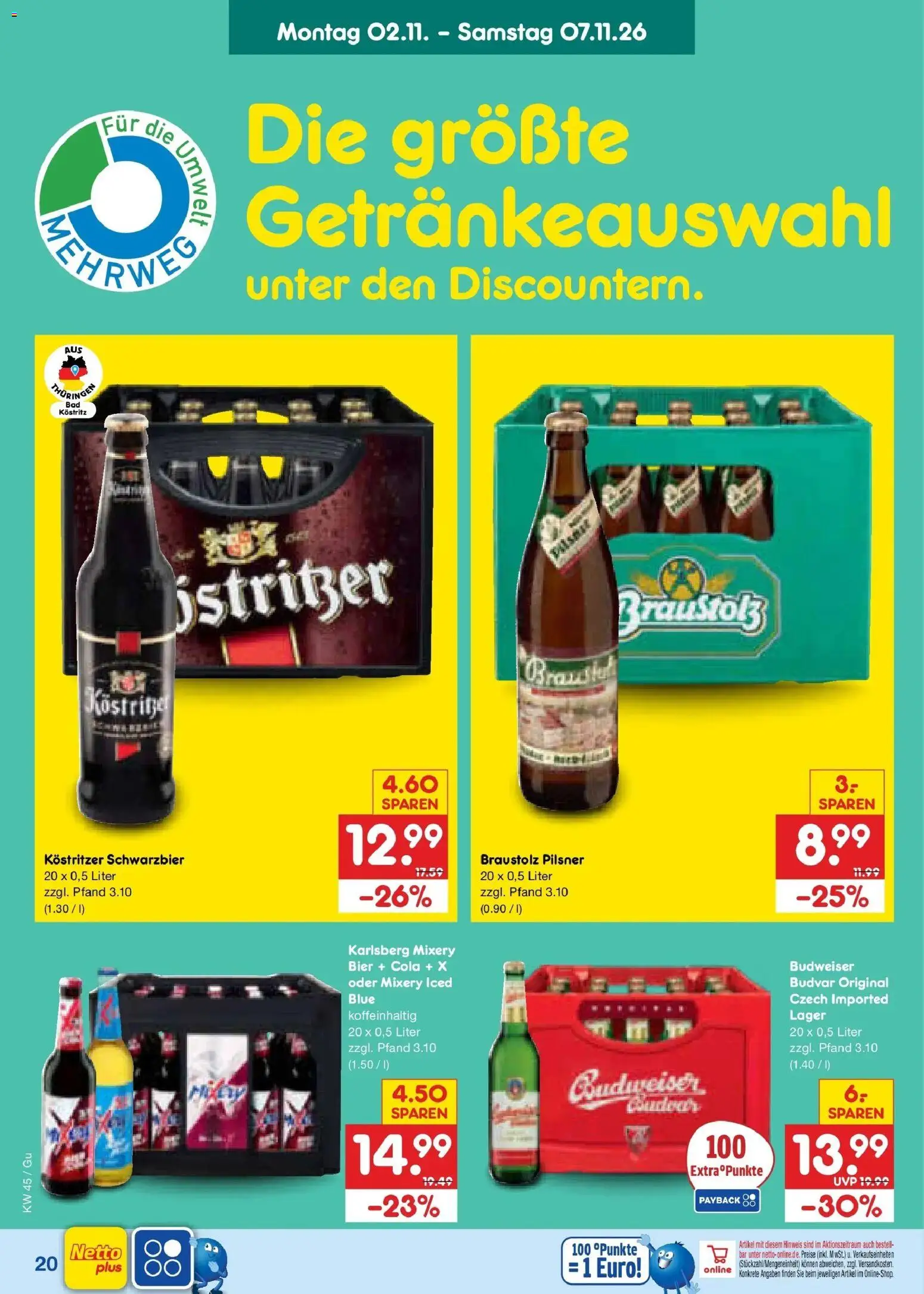 Netto Marken-Discount Prospekt Augustusburg – gültig ab 02.11.2026 | Seite: 34 | Produkte: Cola, Kostritzer, Bier, Mixery