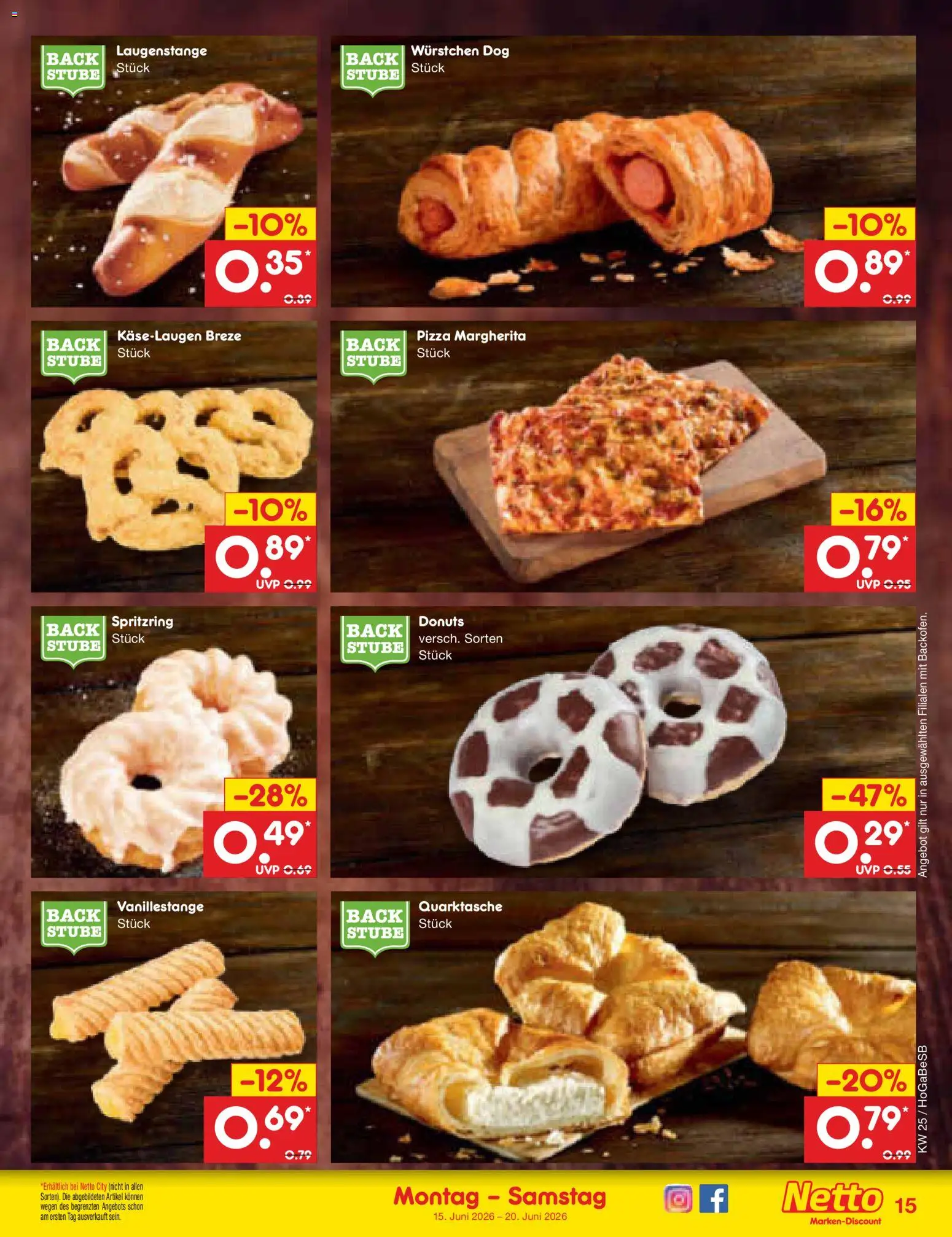 Netto Marken-Discount Prospekt – gültig ab 15.06.2026 | Seite: 19 | Produkte: Donuts, Pizza