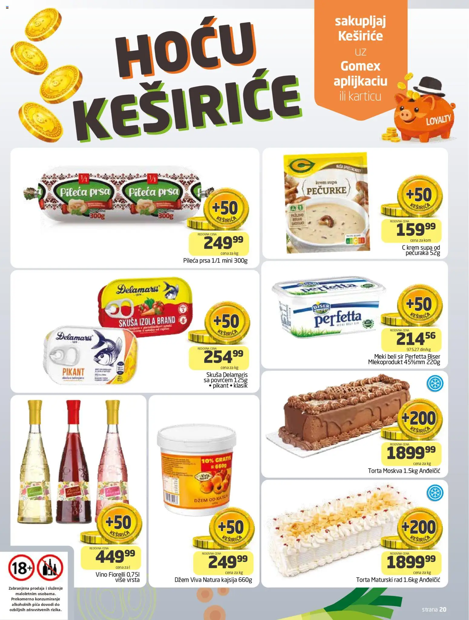 Gomex katalog - važi od 10.06.2026 | Strana: 1 | Proizvode: Pileća prsa, Dzem, Kajsija, Pica