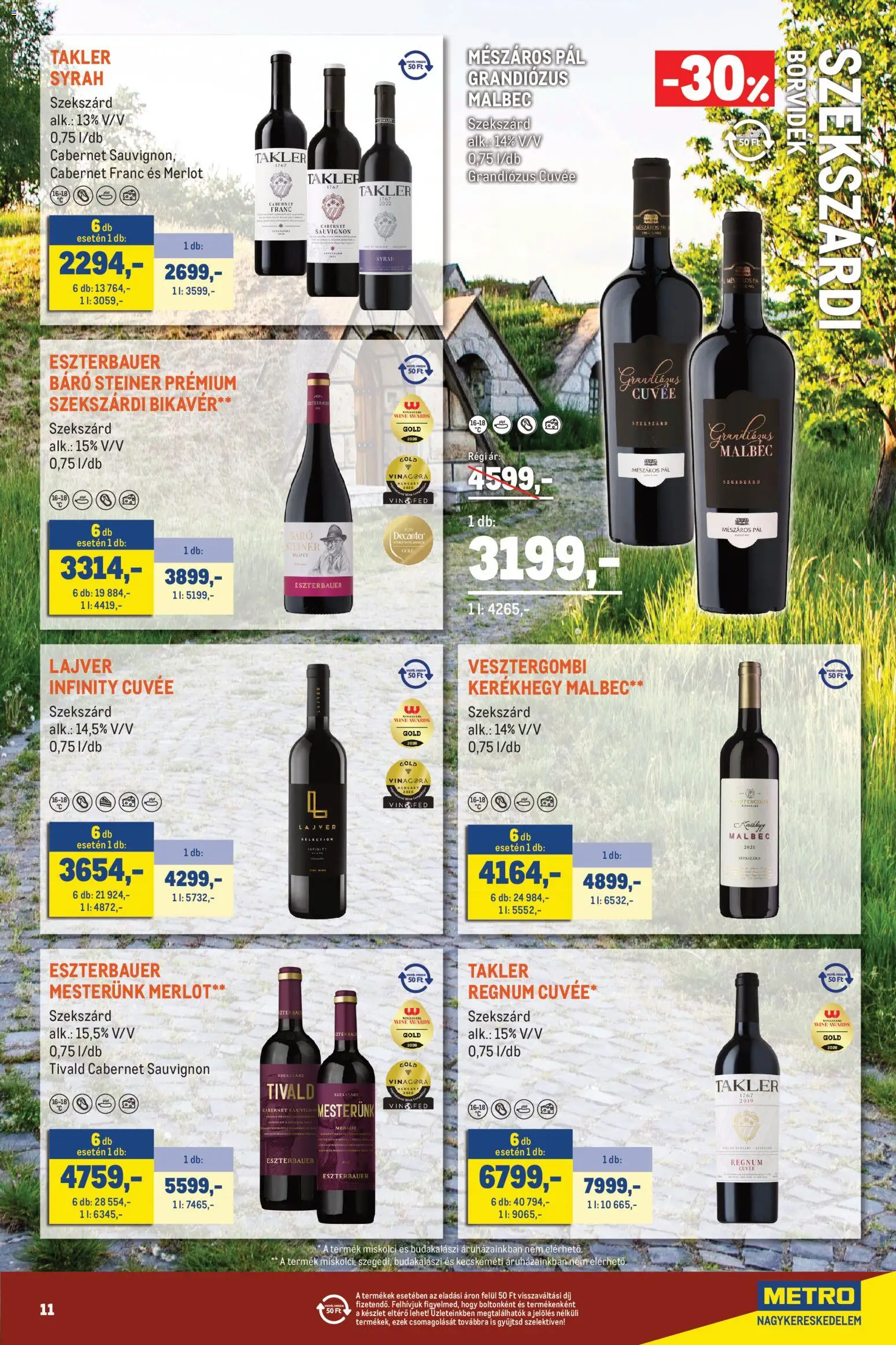 Metro akciós ujság - amely érvényes a következő dátumtól: 2026.10.01. | Oldal: 11 | Termékek: Cabernet, Cabernet Sauvignon, Cuvée, Só