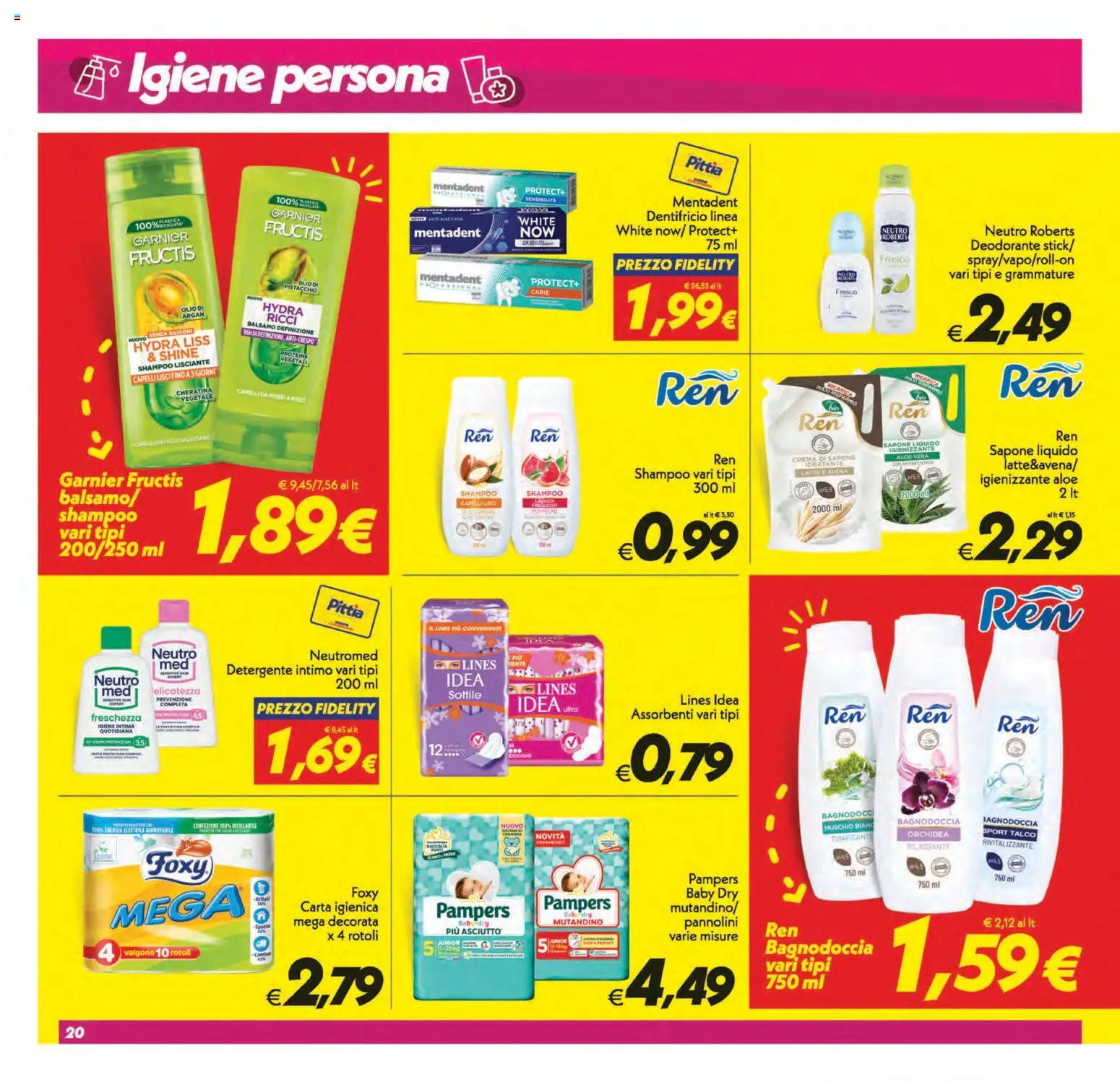 Volantino SuperConveniente del 01/09/2026 | Pagina: 20 | Prodotti: Shampoo, Carta igienica, Pistacchio, Sapone