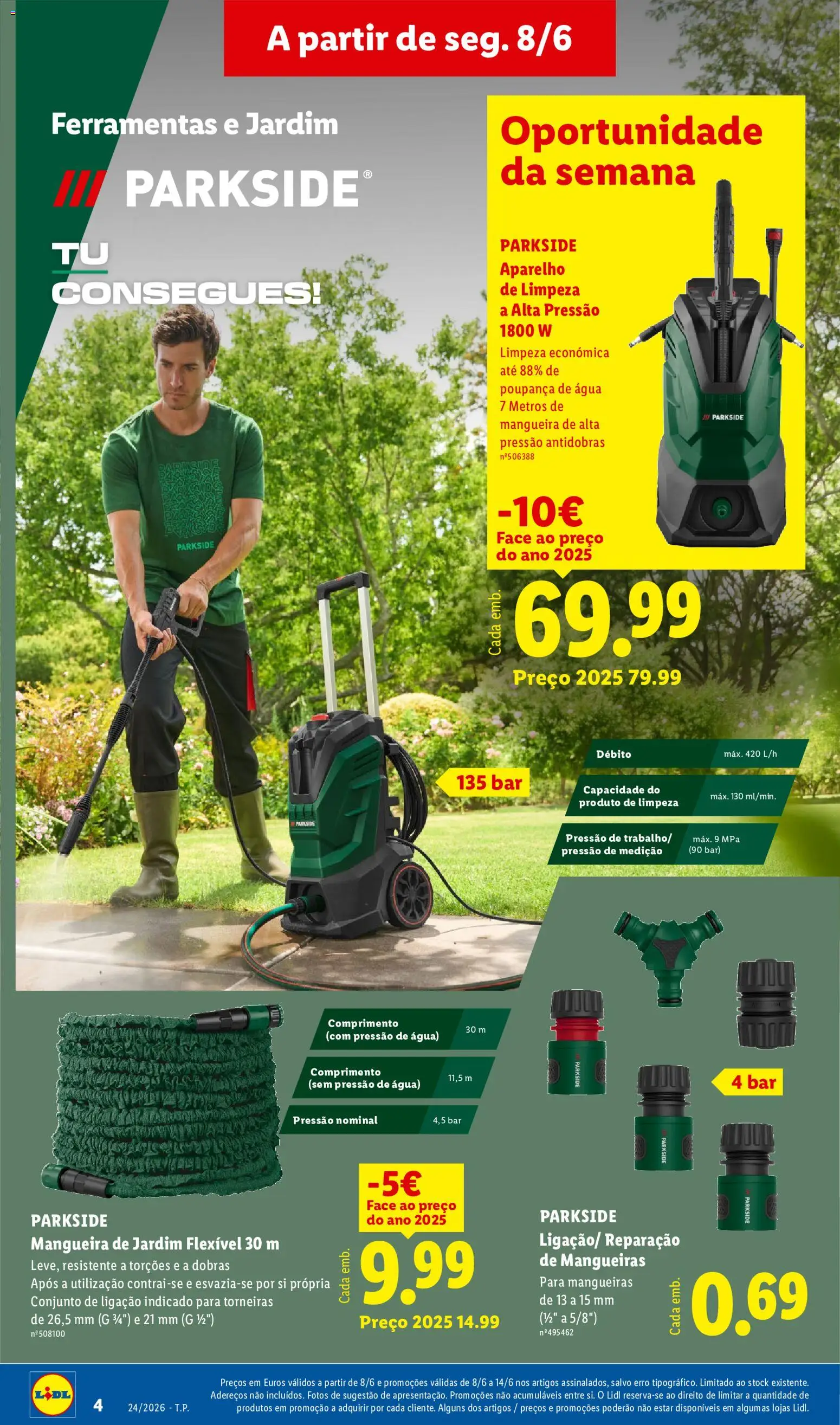 Lidl Novidades │ válido de 08.06.2026 | Página: 4 | Produtos: Agua, Ferramentas, Mangueira