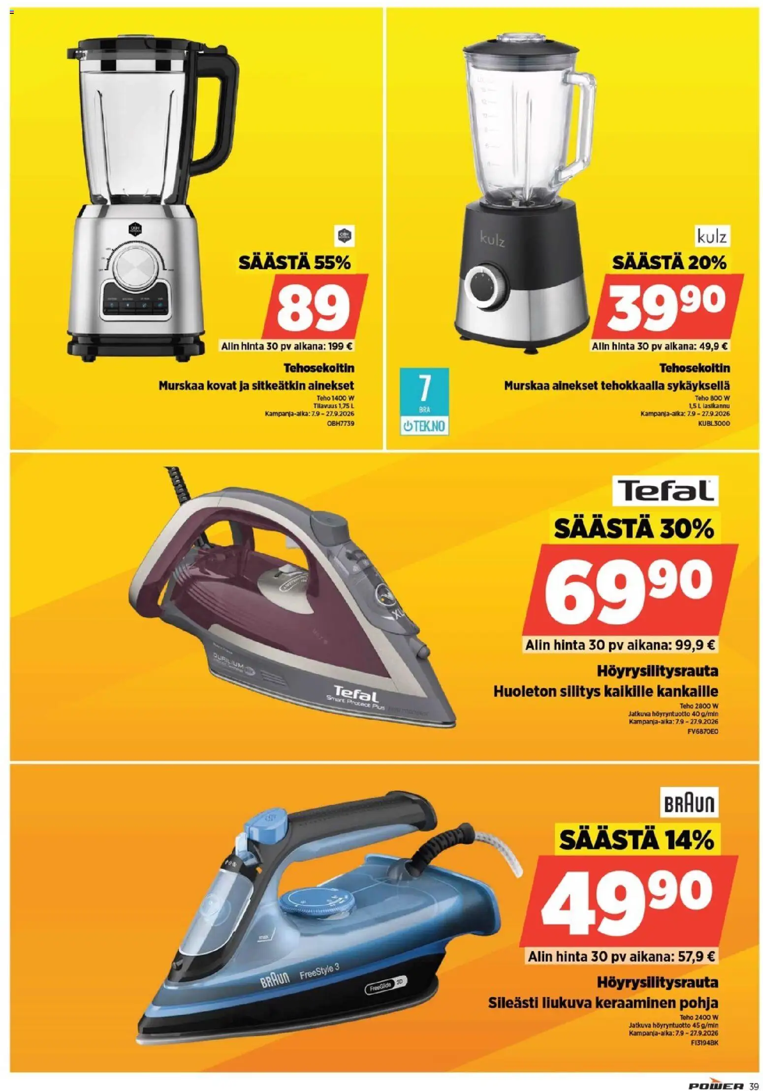 Power tarjoukset – voimassa 01/08/2026 alkaen | Sivu: 39 | Tuotteet: Tehosekoitin
