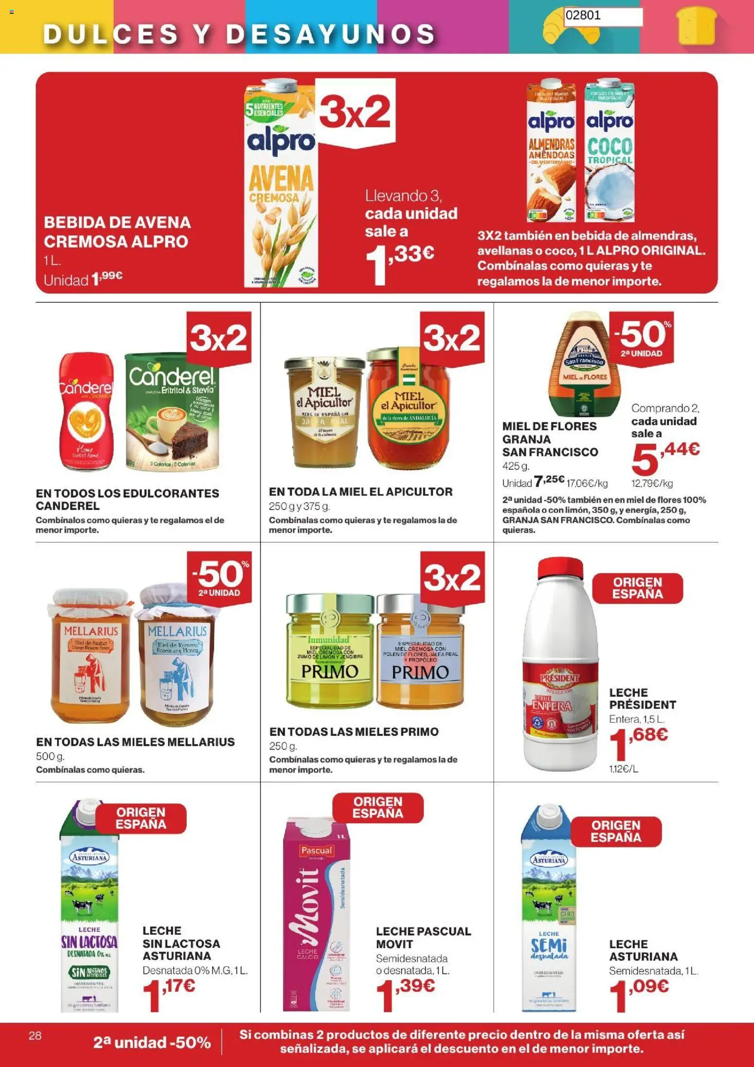 Hipercor catálogo │ válido desde el 26/08/2026 | Página: 28 | Productos: Leche entera, Flores, Dulces, Almendras