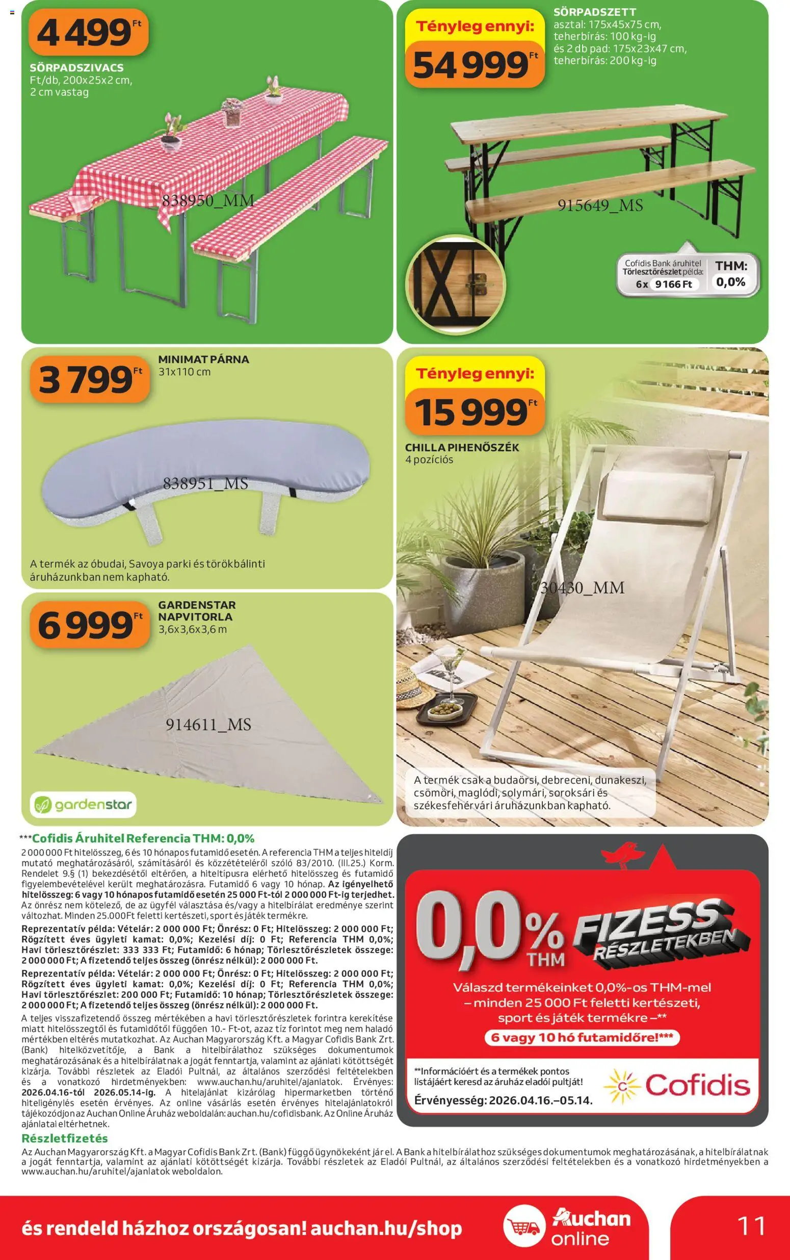Auchan akciós ujság - amely érvényes a következő dátumtól: 16.04.2026 | Oldal: 11 | Termékek: Szőlő, Játék, Napvitorla, Párna