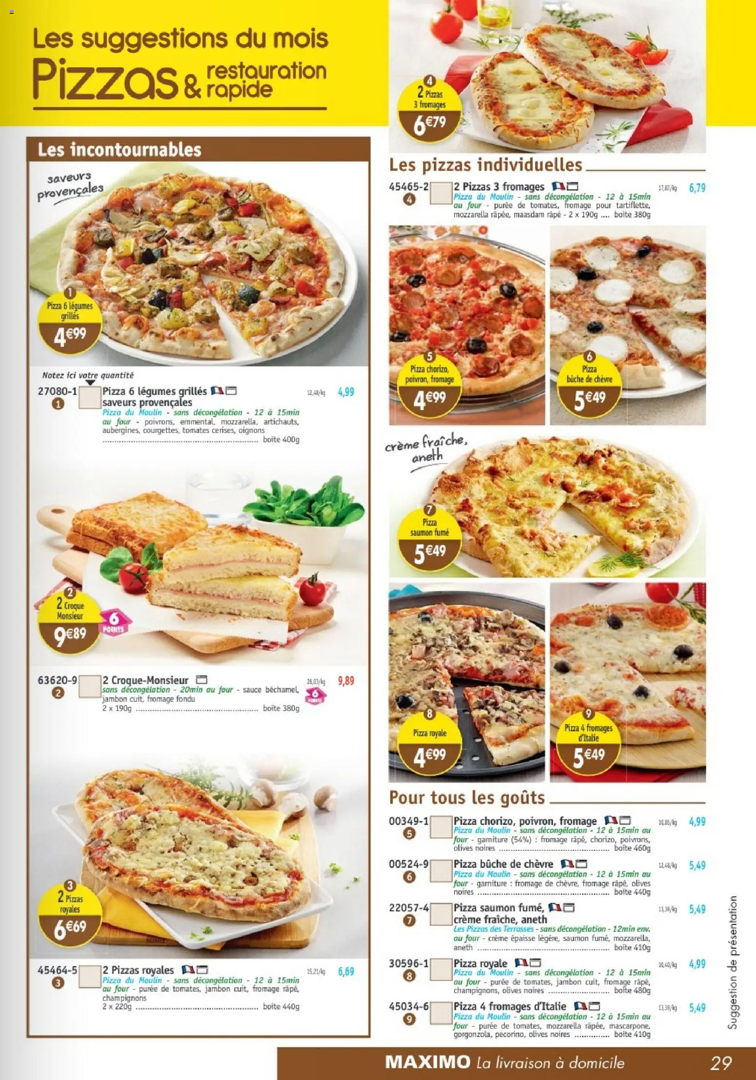 {H1} | Page: 29 | Produits: Mozzarella, Oignons, Crème fraiche, Saumon