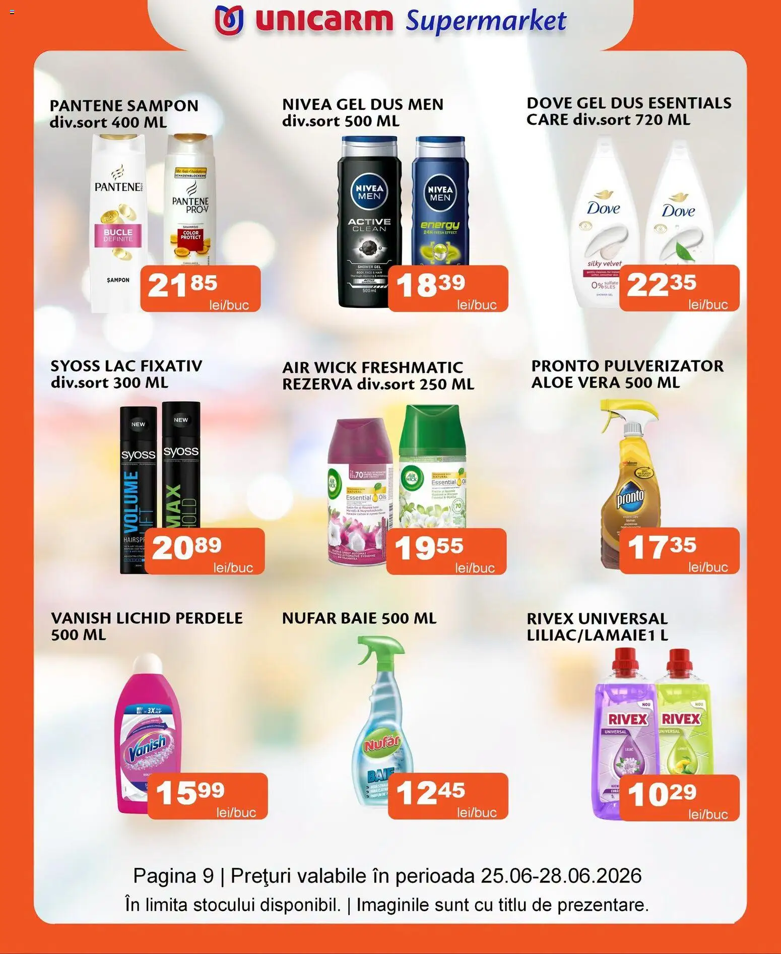 Noul catalog Unicarm – valabil de la 25.06.2026 | Pagină: 9 | Produse: Pomelo, Aloe vera, Duș, Çelik Mama ve Su Kabı