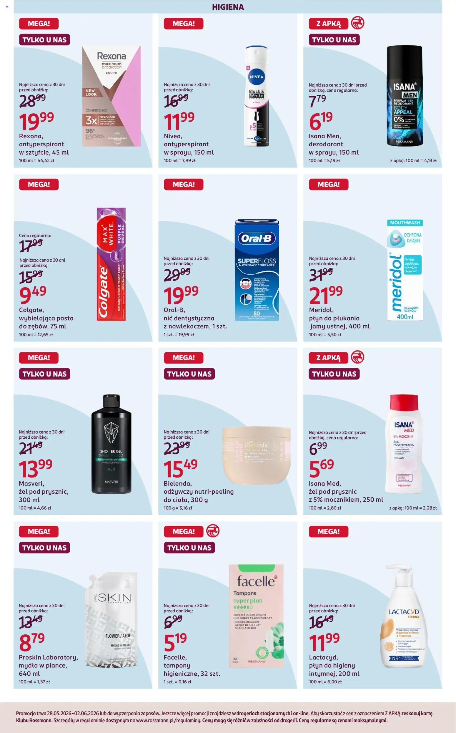 Rossmann gazetka od 28.05.2026 | Strona: 6 | Produkty: Tampony, Prysznic, Body, Antyperspirant