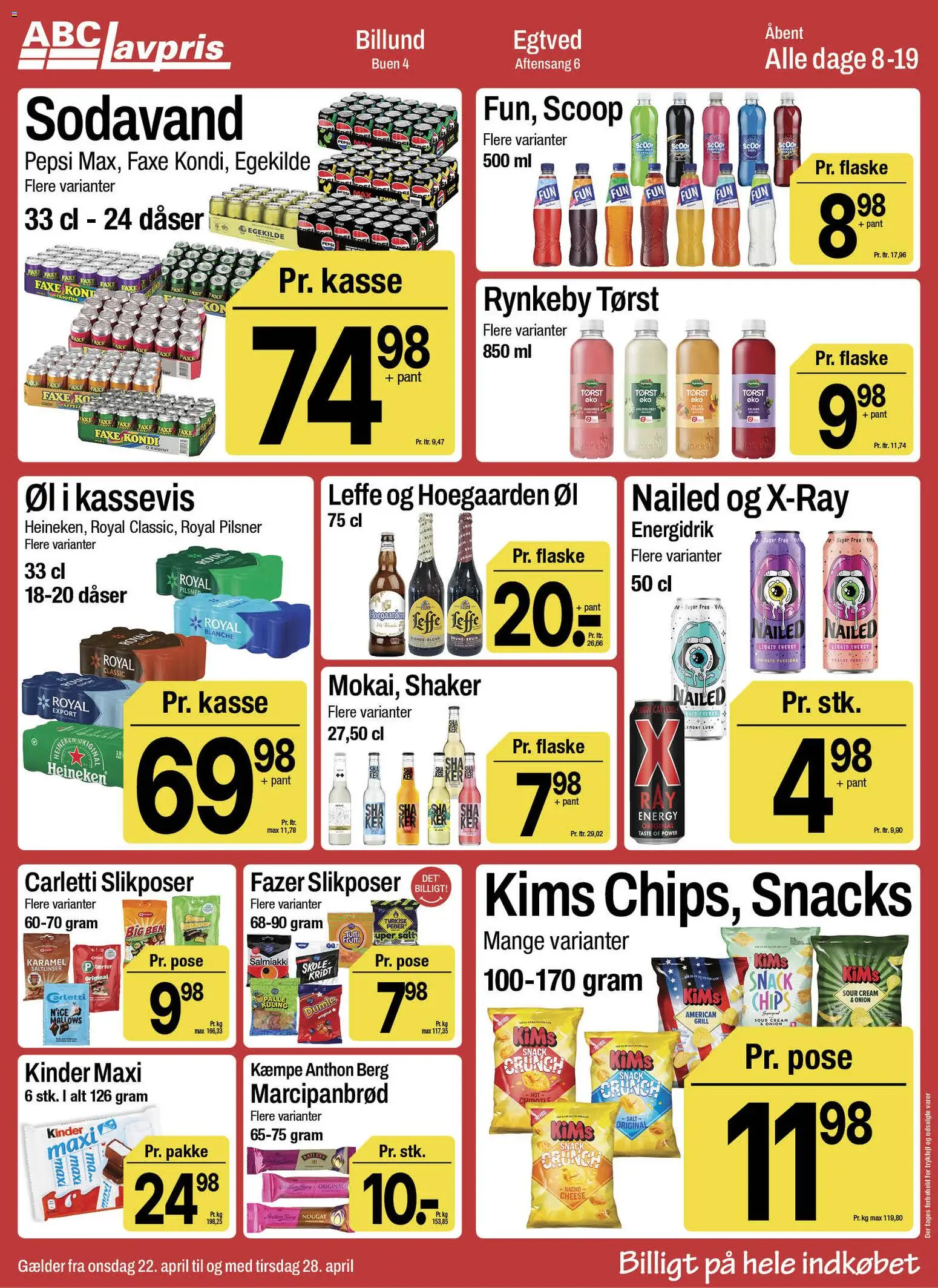 Abc Lavpris tilbudsavis – gyldig fra 22.04.2026 | Side: 9 | Produkter: Sodavand, Peber, Faxe Kondi, Marcipanbrød