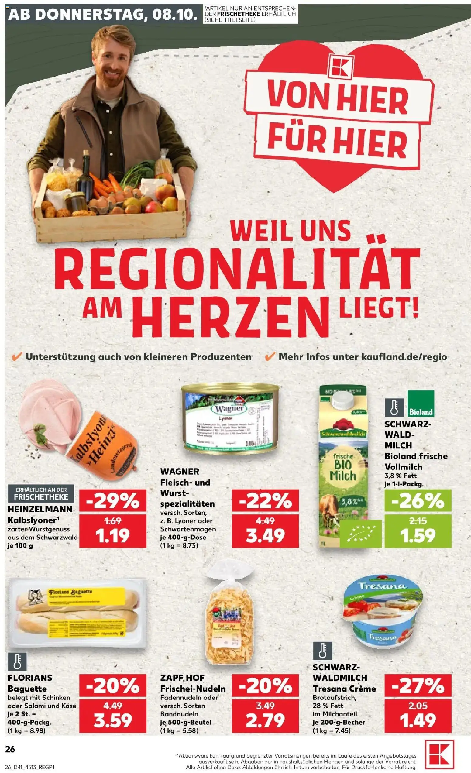 Prospekt Kaufland ab 08.10.2026 » Angebote Online zum Blättern | Seite: 26 | Produkte: Käse, Wurst, Schinken, Fleisch