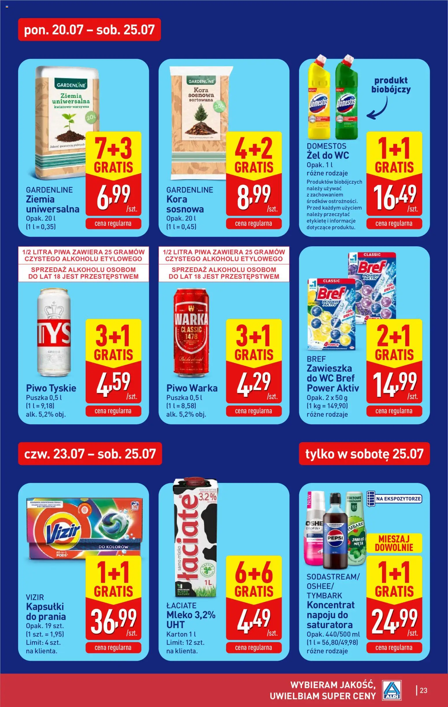 Aldi Polsko leták od 20.07.2026 | Strana: 23 | Produkty: Mléko, Pepsi, Domestos, Wc