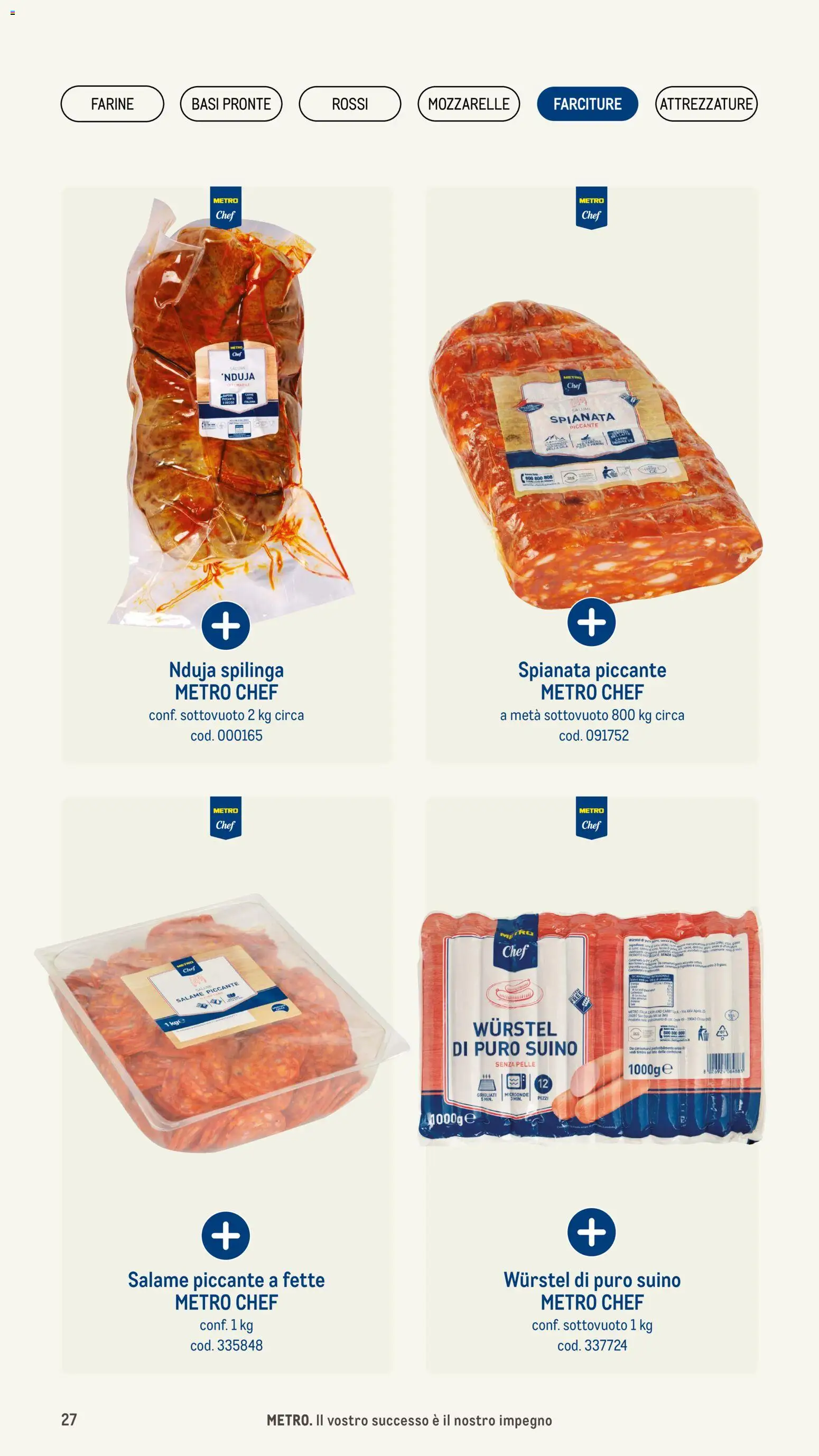 Volantino Metro del 08/01/2026 | Pagina: 27 | Prodotti: Microonde, Salame, Suino, Wurstel