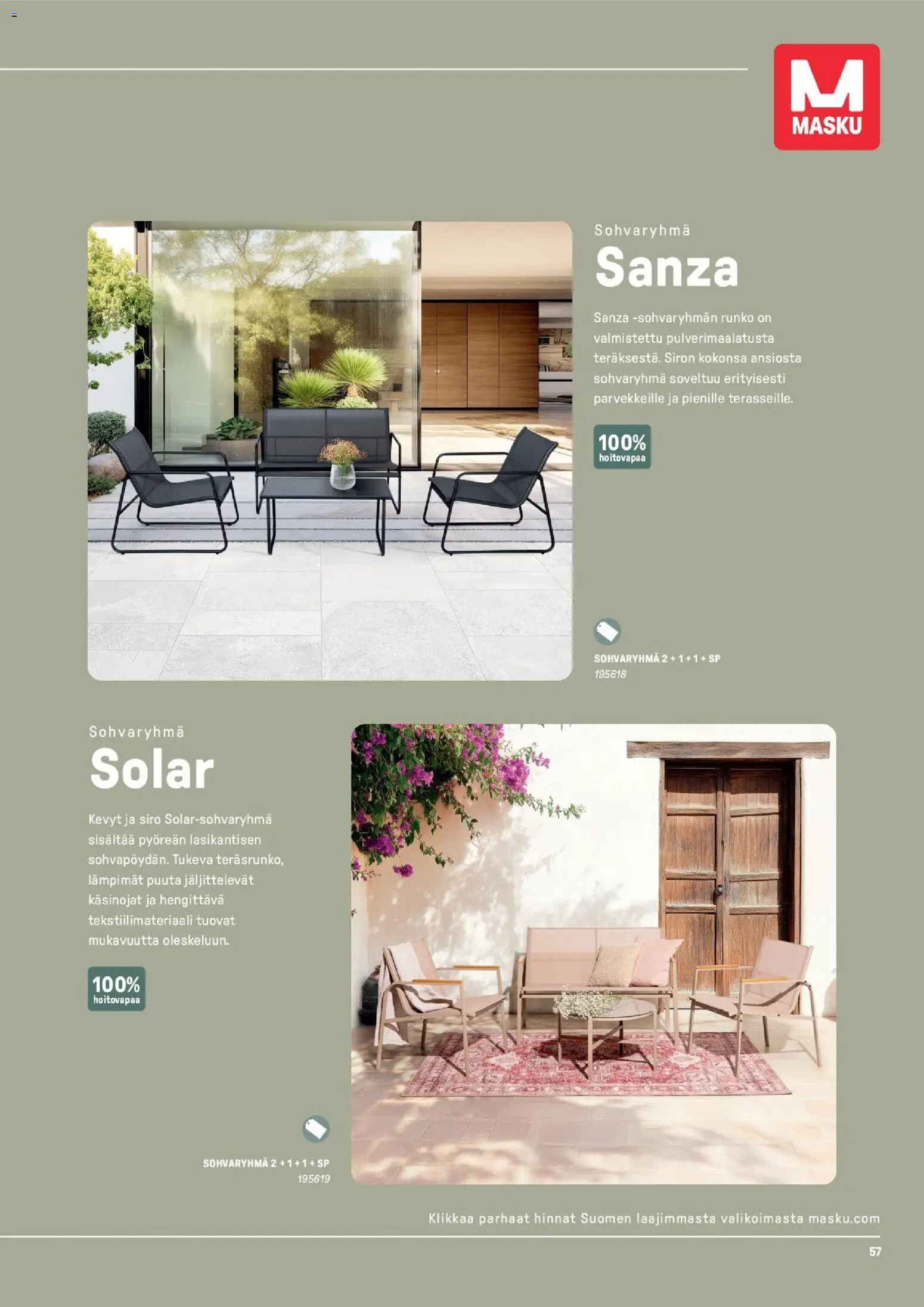 Masku tarjoukset - Puutarhakalustekuvasto 2026 – voimassa 09/03/2026 alkaen | Sivu: 57 | Tuotteet: Sohvaryhmä