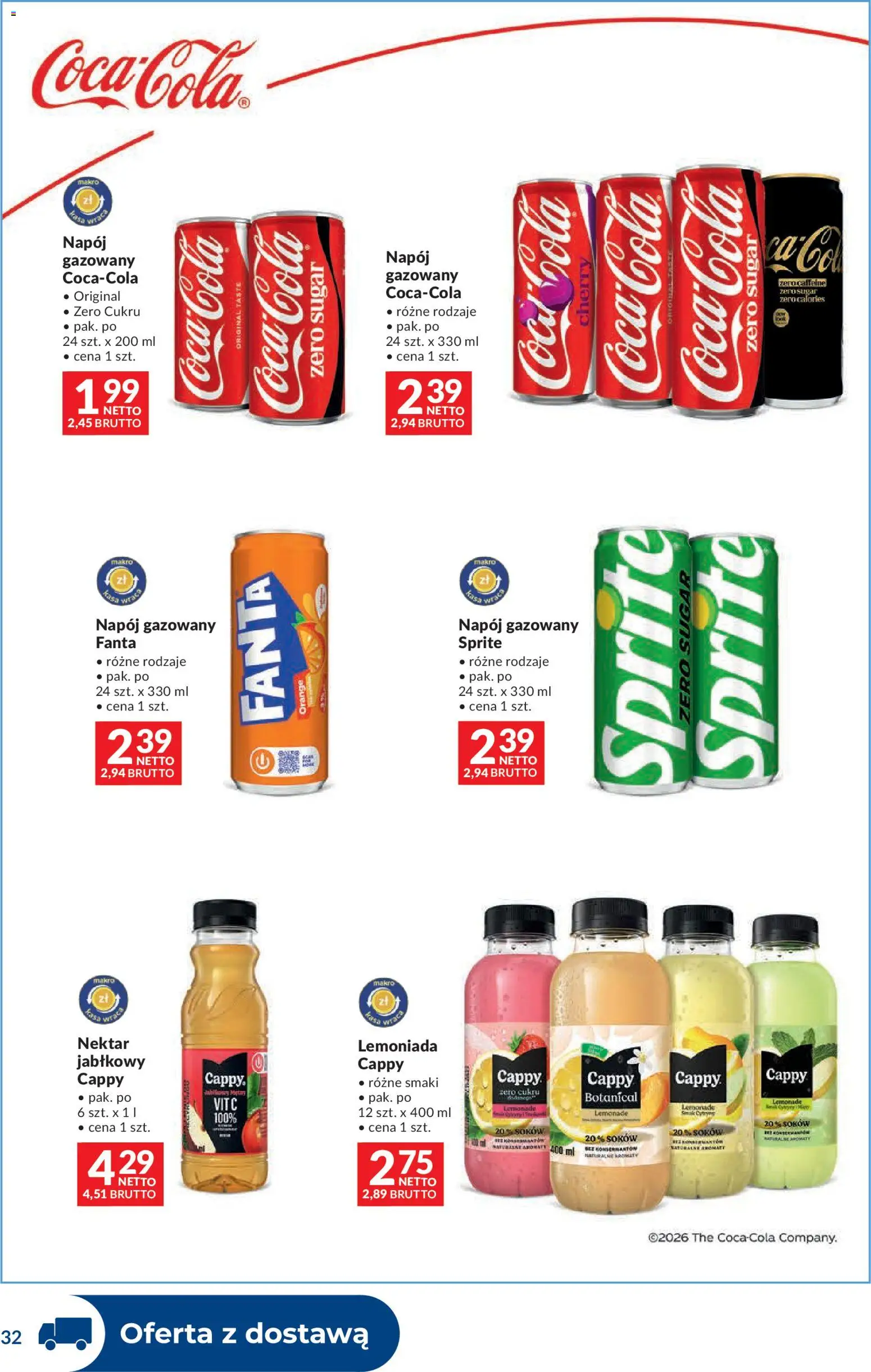 Makro gazetka - Dystrybucja do sklepów od 27.10.2026 | Strona: 32 | Produkty: Coca cola, Cytryny, Fanta, Lemoniada