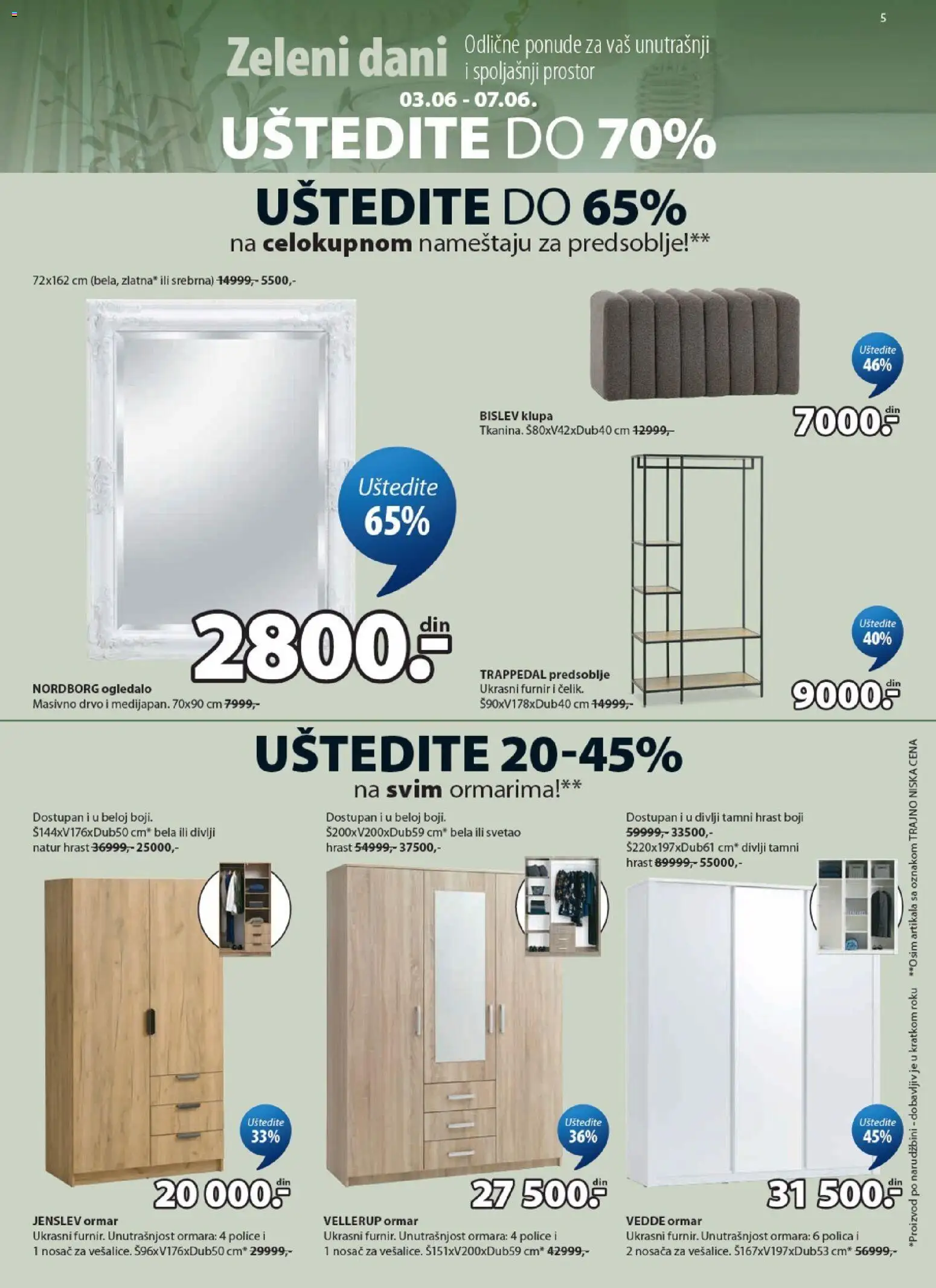 Jysk katalog - važi od 03.06.2026 | Strana: 5 | Proizvode: Polica, Ormar, Ogledalo, Klupa