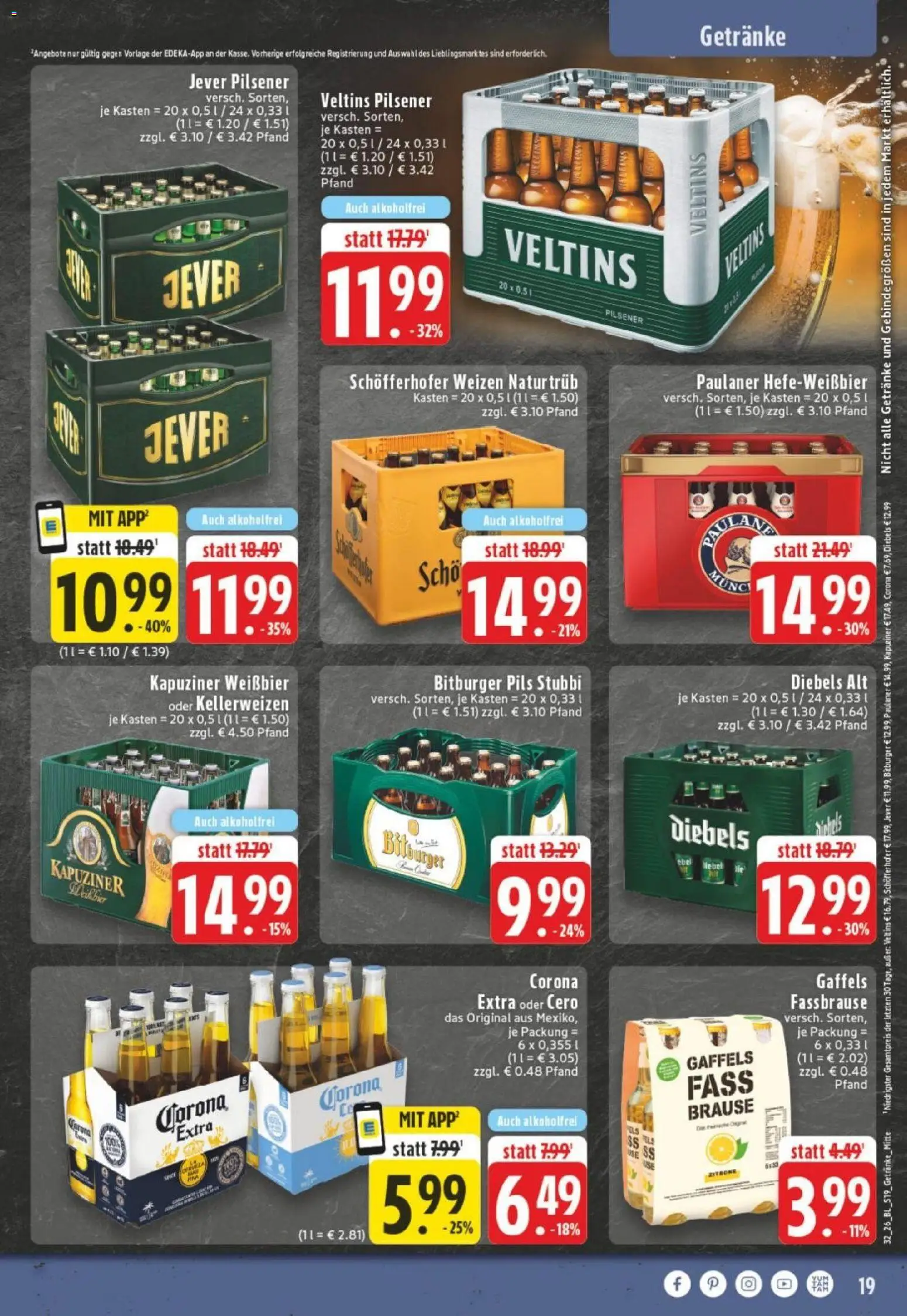 Edeka Prospekt Dortmund – gültig ab 03.08.2026 | Seite: 19 | Produkte: Bitburger, Pils, Diebels, Paulaner