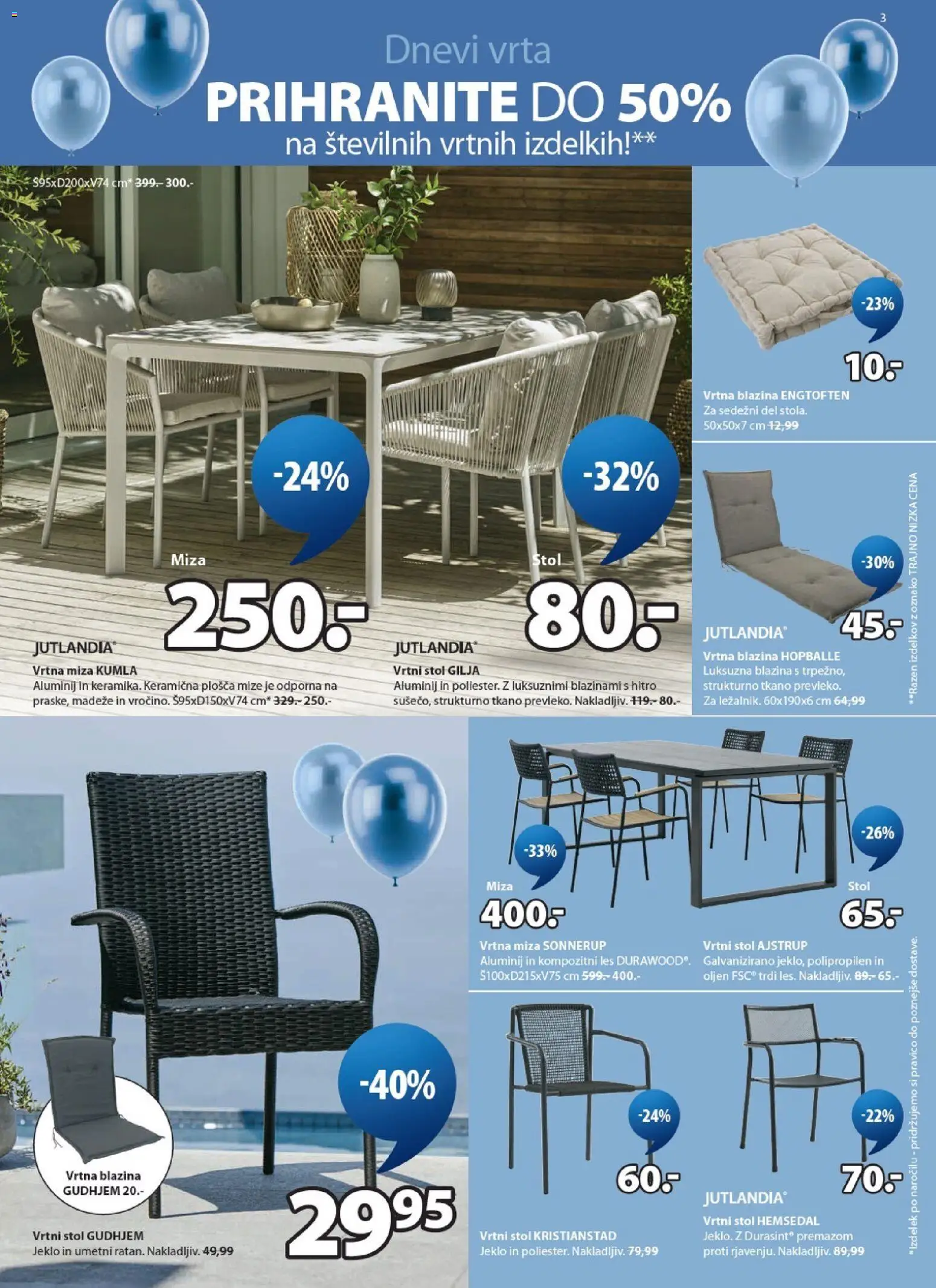 Novi JYSK katalog ponudbe – veljaven od 22.04.2026 | Stran: 3 | Izdelki: Vrtni stol, Blazina, Miza, Stol