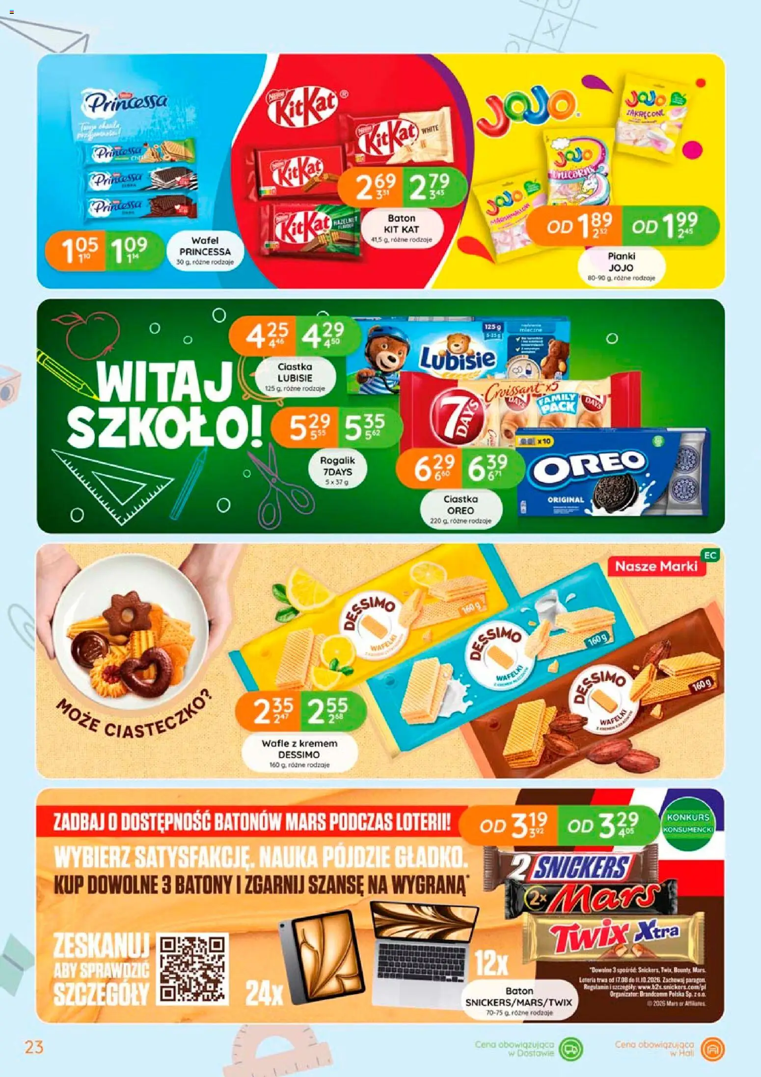 Eurocash gazetka - Powrót do Szkoły od 06.08.2026 | Strona: 23 | Produkty: Wafle, Baton, Wafelki, Pianki