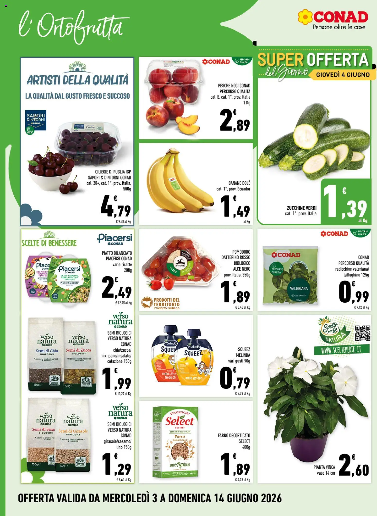 Volantino Conad del 03.06.2026 | Pagina: 4 | Prodotti: Noci, Zucca, Zucchine, Farro