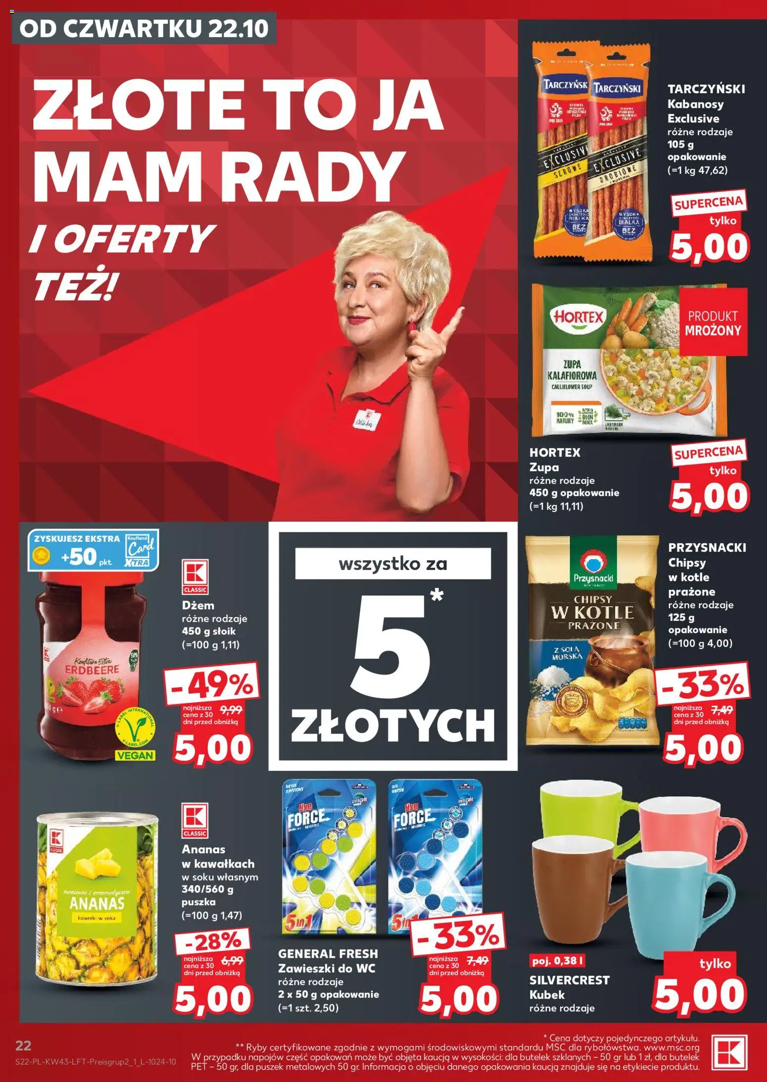 Kaufland Polsko leták od 22.10.2026 | Strana: 22 | Produkty: Vegan, Džem, Ryby, Wc