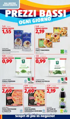 Anteprima del volantino PISELLI FINISSIMI, 450 g valido a partire dal 11.05.2026 | Pagina: 6 | Prodotti: Pizza, Pancetta, Mozzarella, Bottiglia