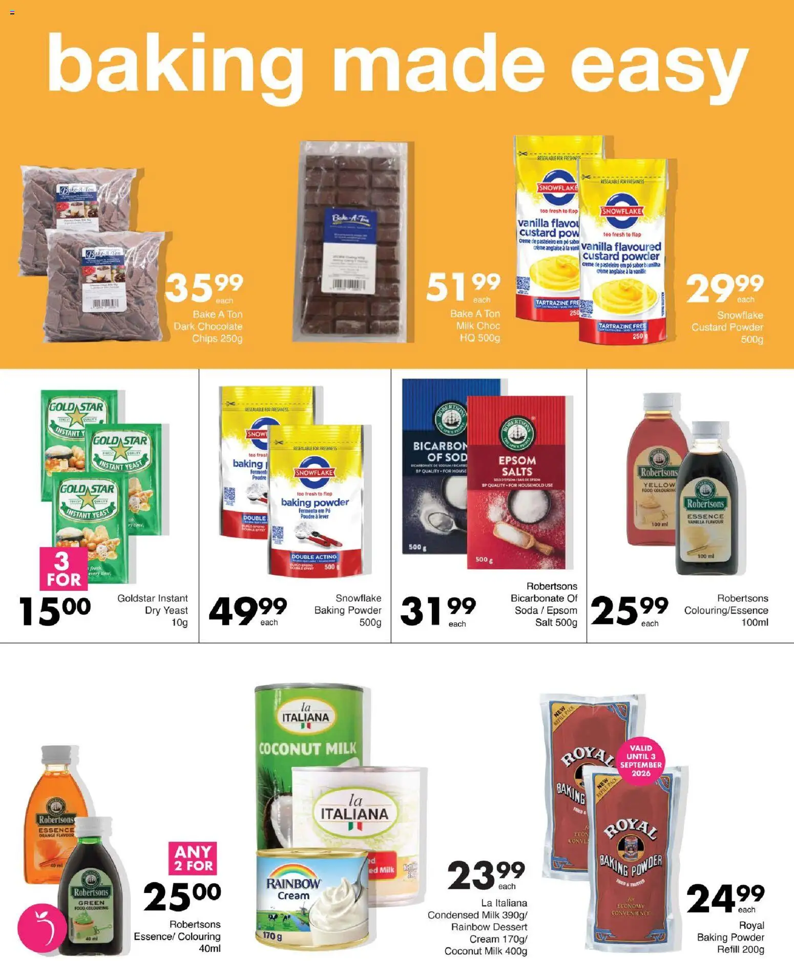 New Save catalogue – valid from 27/08/2026 | Page: 30 | Products: Vanilla, Condensed milk, Powder, Salt