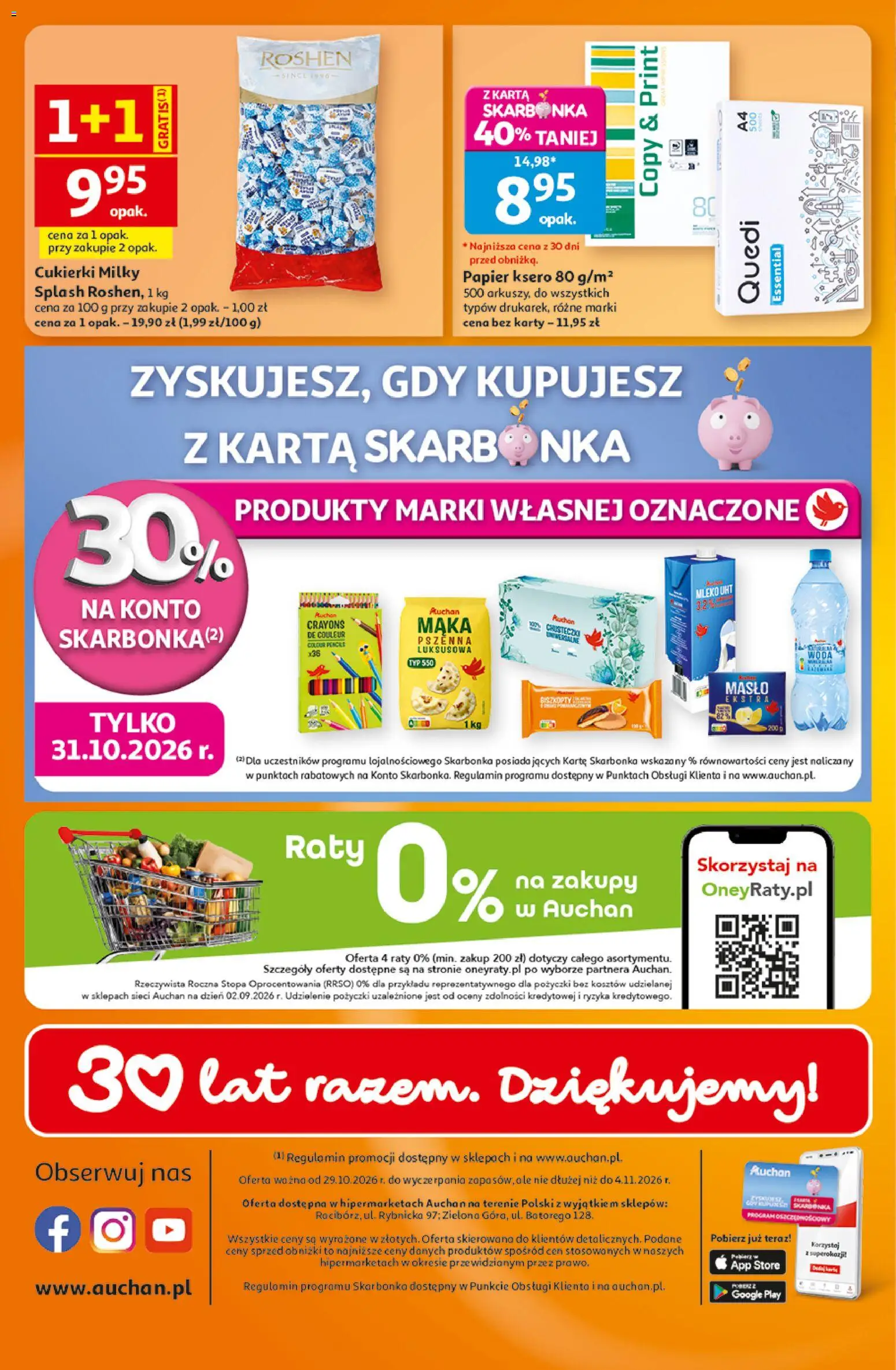 Auchan gazetka - Hipermarket od 29.10.2026 | Strona: 41 | Produkty: Karta, Mleko, Woda, Mąka