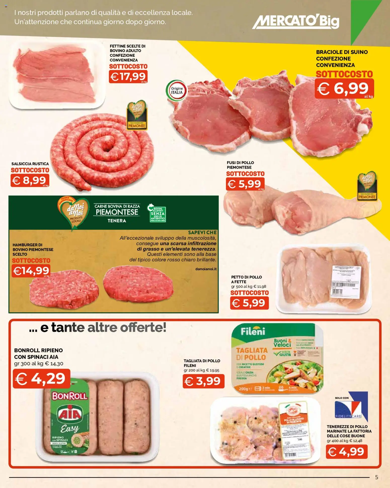 Volantino Mercatò del 09/07/2026 | Pagina: 5 | Prodotti: Bovino, Suino, Salsiccia, Hamburger