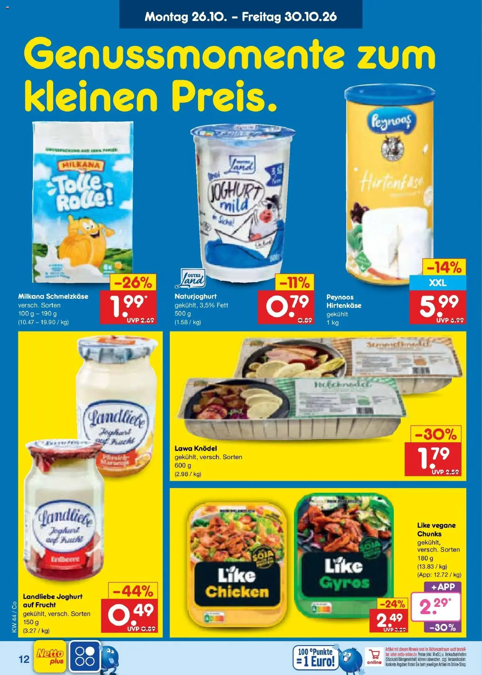 Netto Marken-Discount Prospekt Leipzig – gültig ab 26.10.2026 | Seite: 24 | Produkte: Joghurt, Milkana, Gyros, Landliebe joghurt