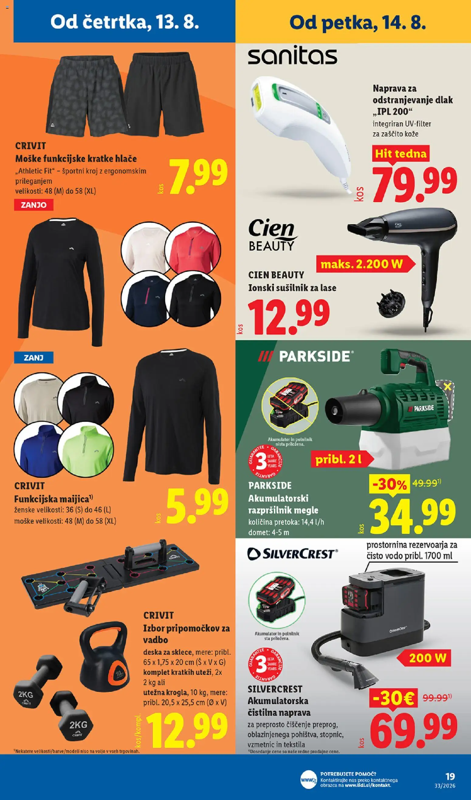 Novi Lidl katalog ponudbe – veljaven od 13.08.2026 | Stran: 31 | Izdelki: Akumulator, Polnilnik, Majica, Sušilnik za lase