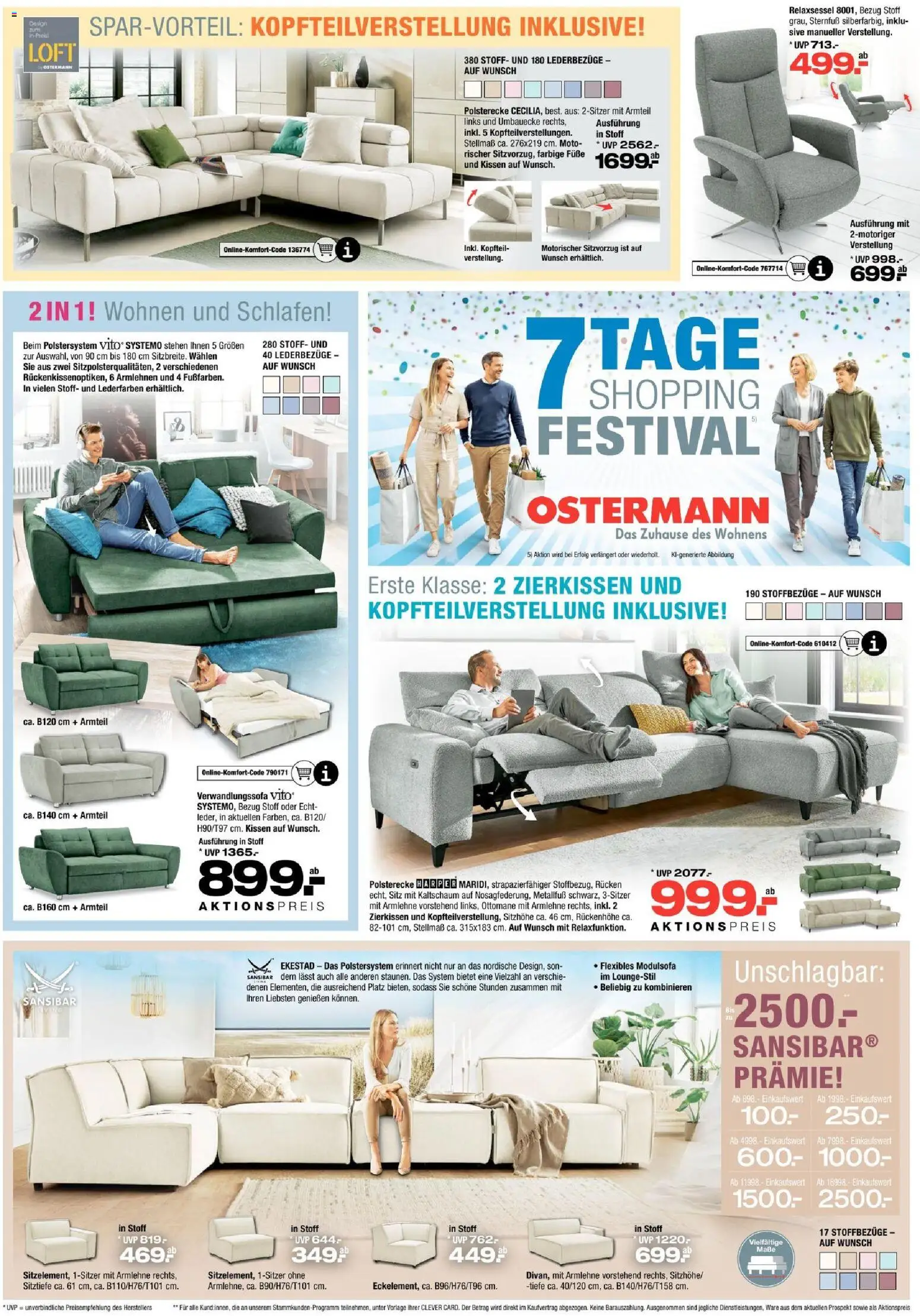 Ostermann Prospekt – gültig ab 08.08.2026 | Seite: 2 | Produkte: Relaxsessel, Kissen