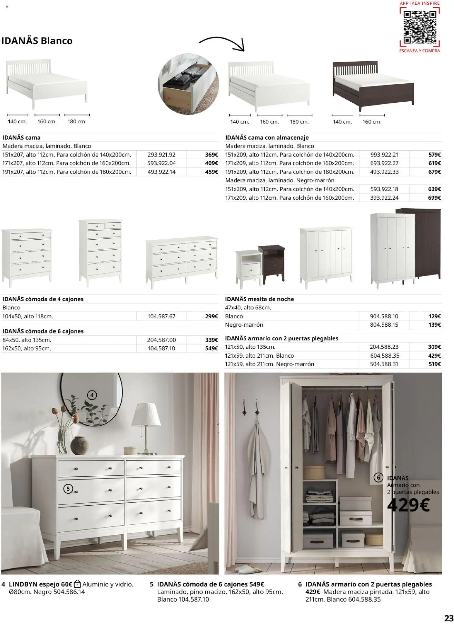 Catálogo IKEA Muebles para el dormitorio │ válido desde el 01/02/2026 | Página: 23 | Productos: Puertas plegables, Cómoda, Cama, Espejo