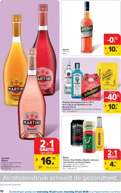 Aperol, Aperol 11%, 70 cl - Voorbeeld van een folder van Carrefour, geldig van 15/07/2026 | Pagina: 10 | Producten: Zsalukő, Gin, Whisky, Ostyalap